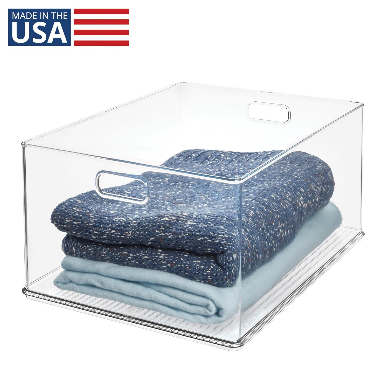 InterDesign iDesign Recycled Plastic Stackable Storage Bin with Handles - Clear