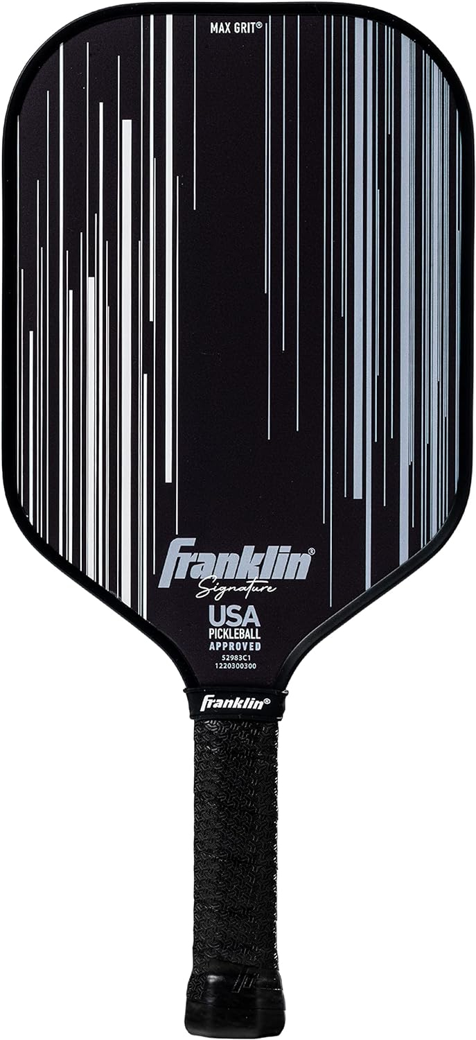 Franklin Sports Pro Pickleball Paddles - Signature Series Pro Pickleball Paddle with MaxGrit Surface - USA Pickleball (USAPA) Approved Tournament Pickleball Paddle - 13mm Polypropylene Core - Black