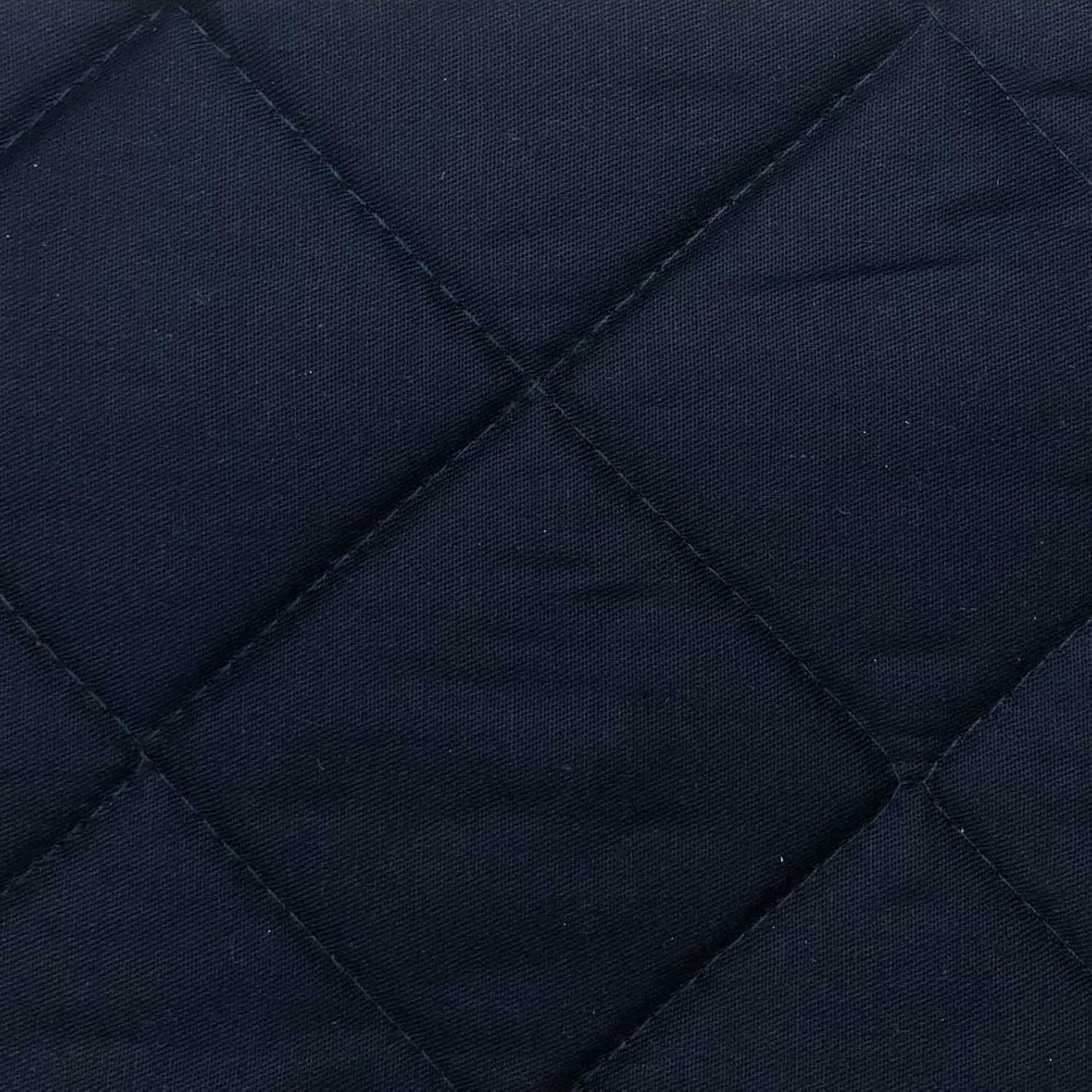 HiEnd Accents Linen Cotton Diamond Quilted Euro Sham, 27x27 inch, Navy Solid Color, Classic Traditional Rustic Style Luxury Bedding