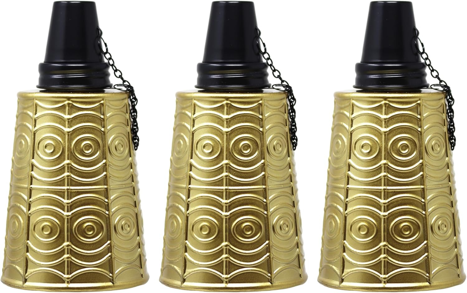 Seraphic Citronella Table Top Tiki Torches for Outdoor Patio, 16oz Decorative Glass Torch Citronella Oil Candles for Outside Deck, Garden, Parties, Set of 3, Gold