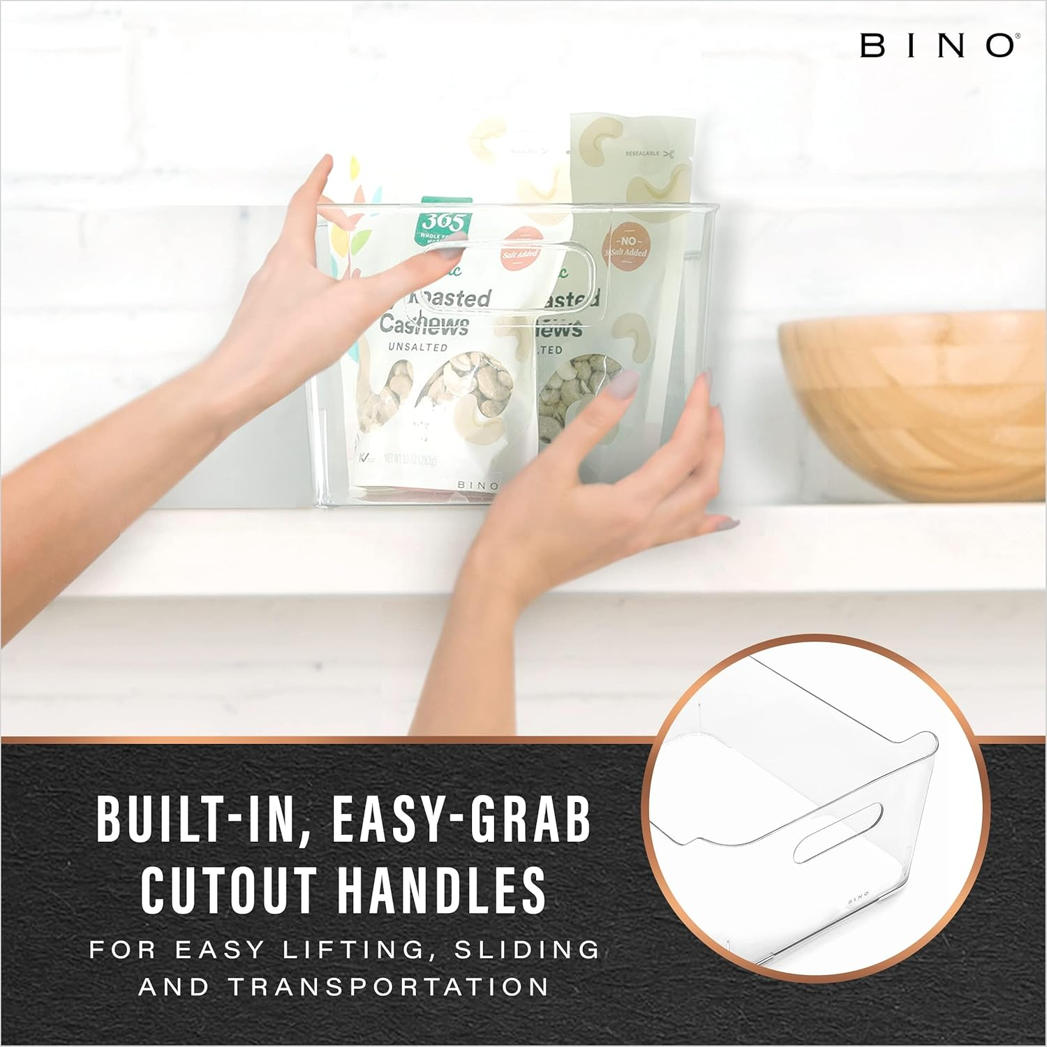 BINO | Plastic Organizer Bins, Small - 4 Pack | THE SOHO COLLECTION | Multi-Use Organizer Bins | Pantry Organizer & Freezer Organizer Bins | Plastic Storage Containers | Bins for Home & Kitchen Org
