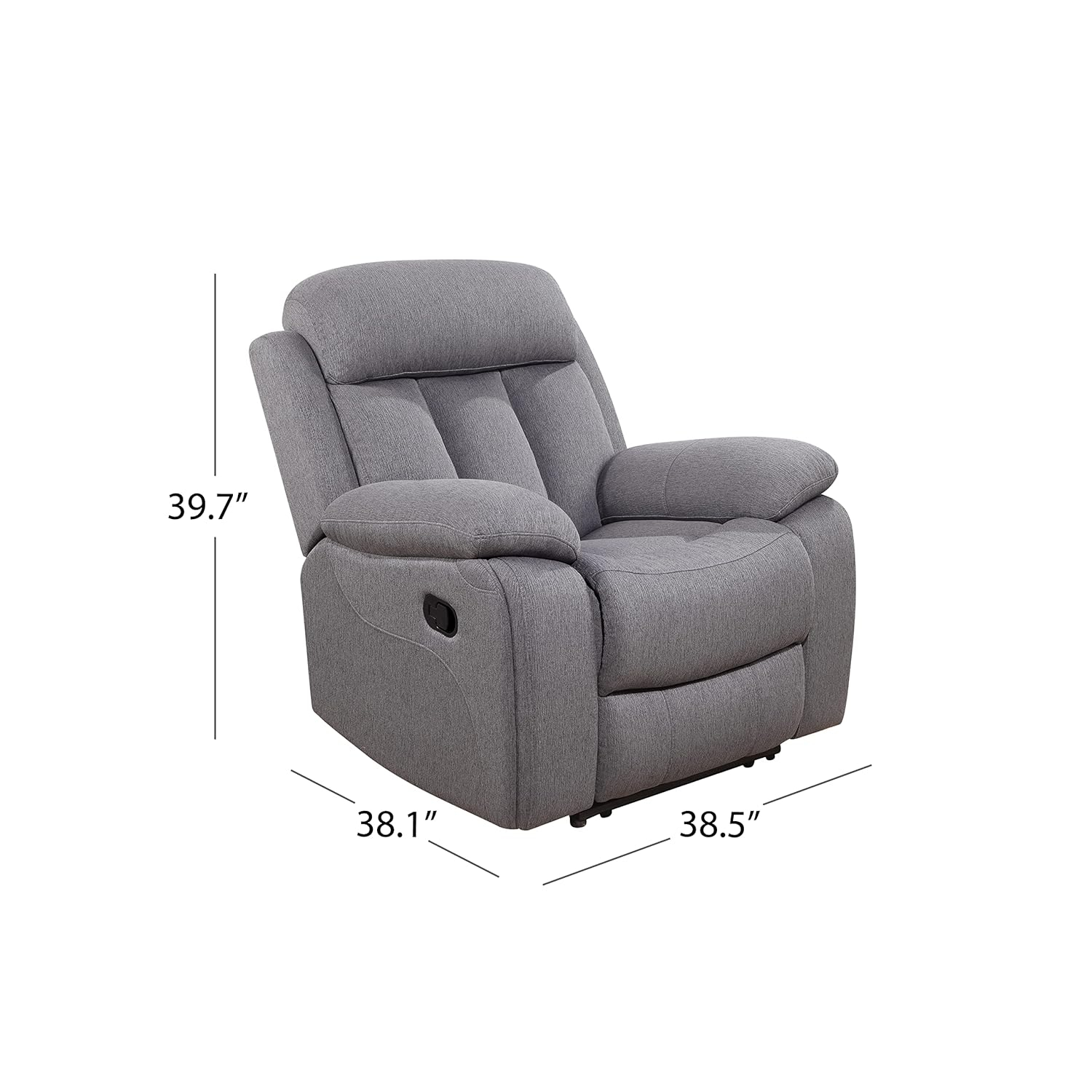 Gray Stain-Resistant Fabric Recliner with Wood Frame