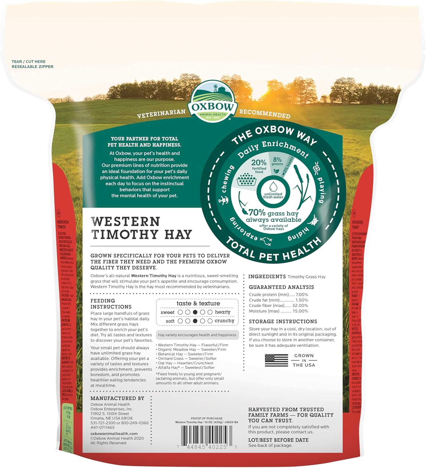 Oxbow Animal Health Western Timothy Hay for Pets, 15-Ounce