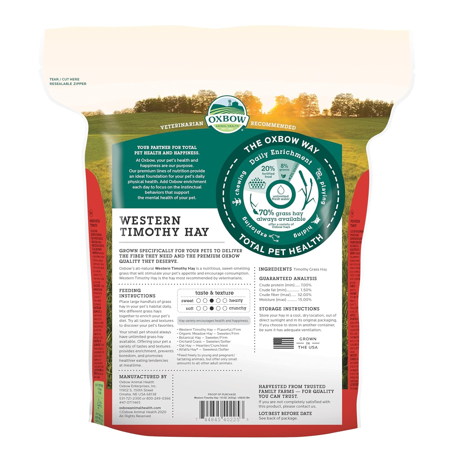 Oxbow Animal Health Western Timothy Hay for Pets, 15-Ounce