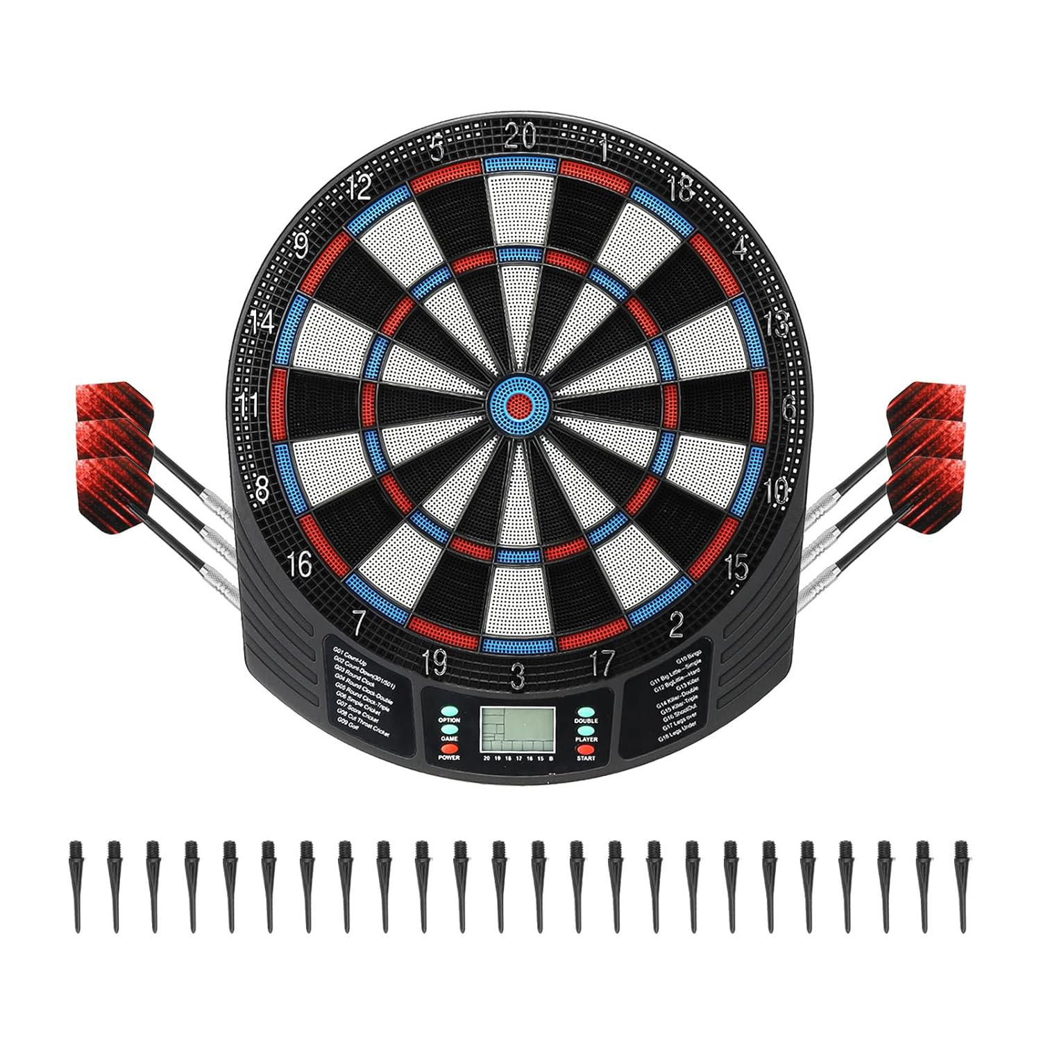 Uxcell Electronic Soft Tip Dart Board Digital Dartboard 18 Games and 159 Variants with 6Pcs Darts, 24 Tips