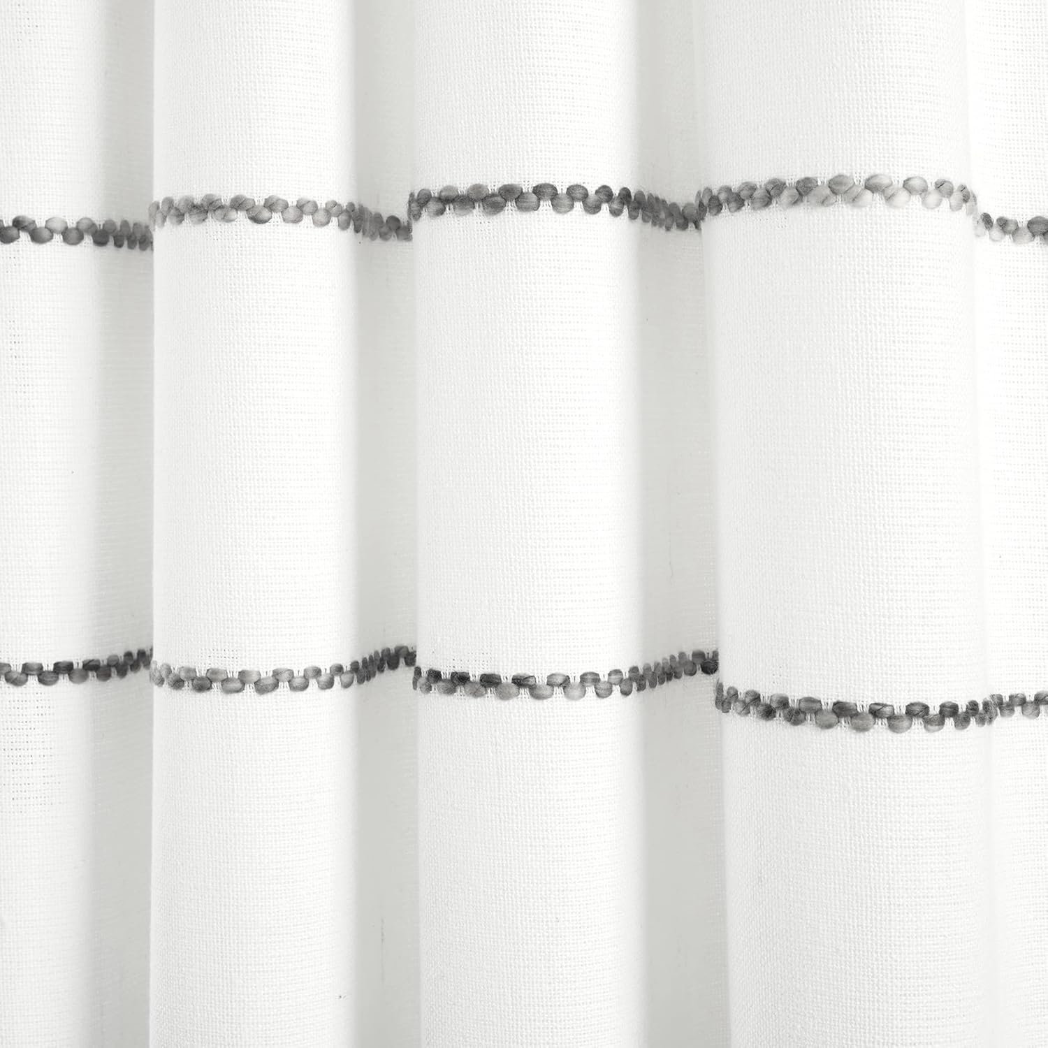 Home Boutique Farmhouse Boho Stripe Woven Tassel Yarn Dyed Cotton Window Curtain Panels Gray Ombre 42X84 Set