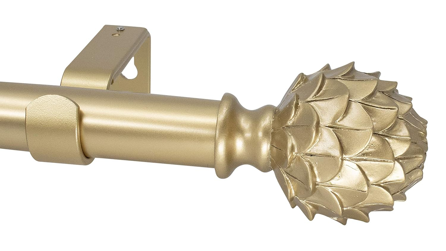 Meriville 1-Inch Diameter Single Window Treatment Curtain Rod, Artichoke Finial (28"-48", Royal Gold)