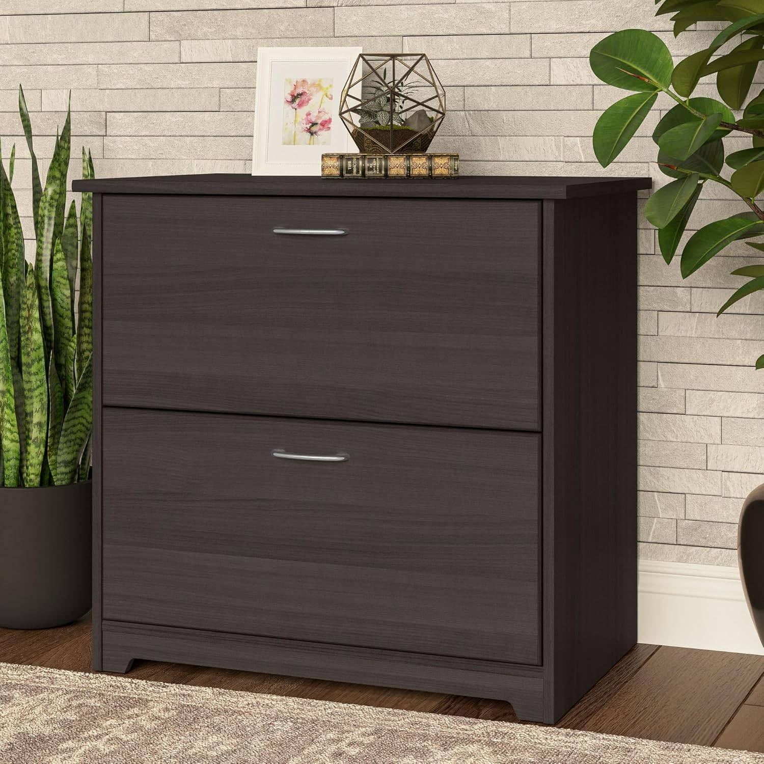 Cabot Modern 2 Drawer Lateral File Cabinet in Heather Gray