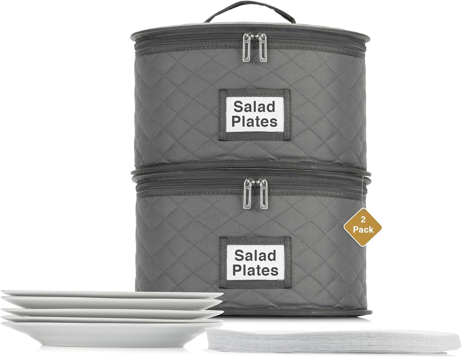 10" Salad Plate Quilted Cases - China Storage Container - Stackable With Padded Interior to Store your Dinnerware Dishes - Great for Luncheon Plates and Pasta Bowls