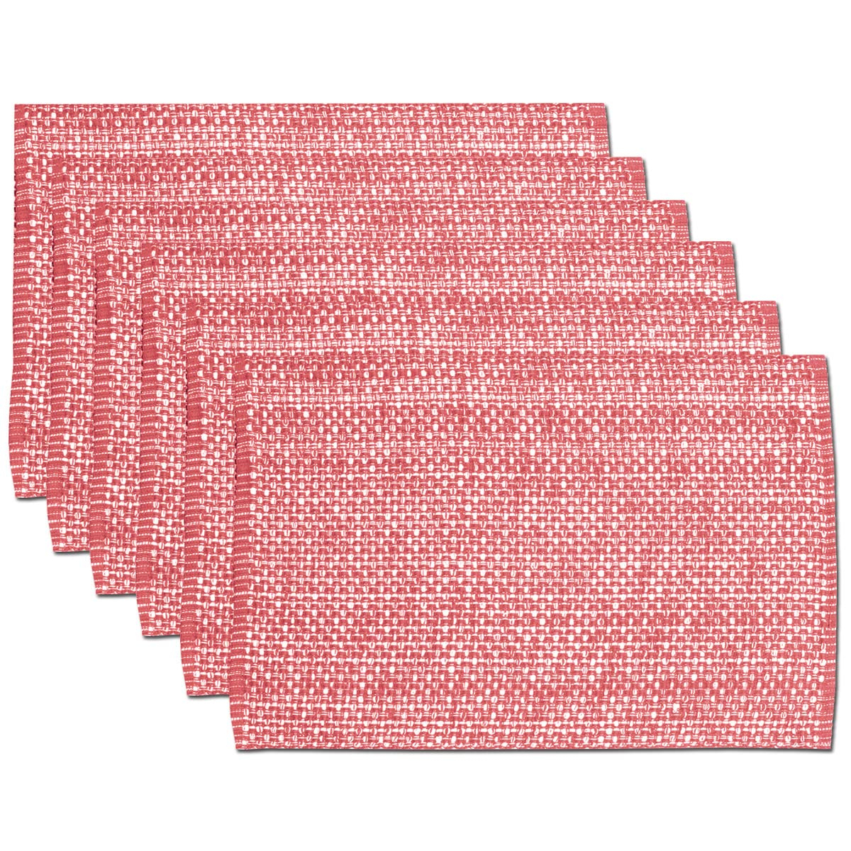 Sweet Home Collection 100% Cotton Placemats for Dining Room Rectangle Two Tone Woven Fabric 13" x 19" Soft Durable Table Mat Set, Set of 4, Pink