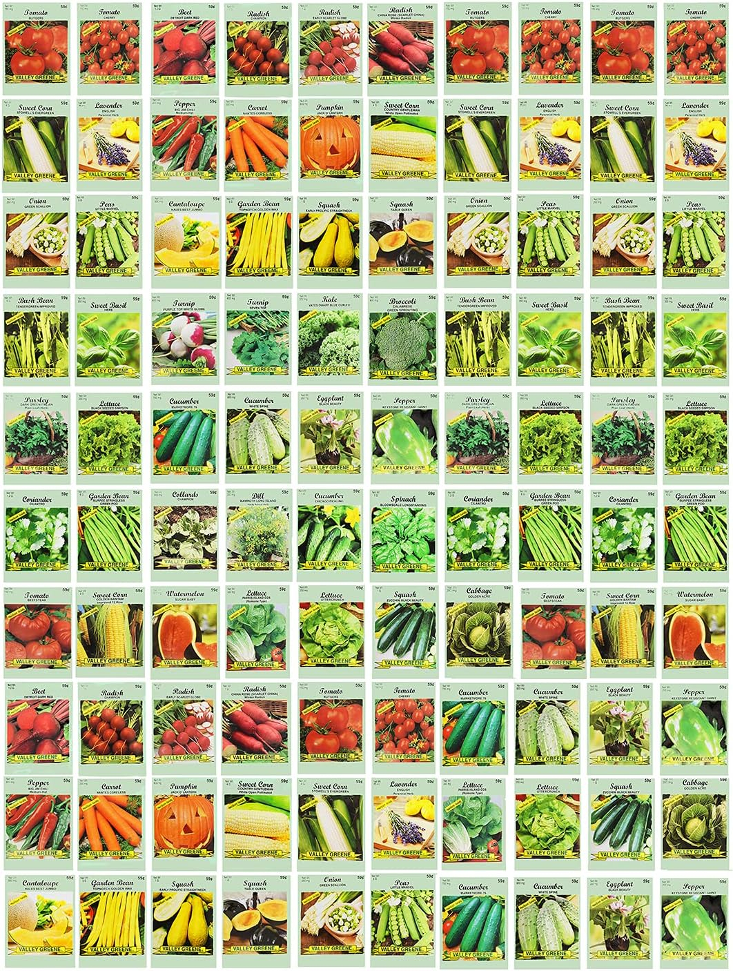 Valley Greene Assorted Heirloom Vegetable Plant Seeds (100 Pack), Non-GMO