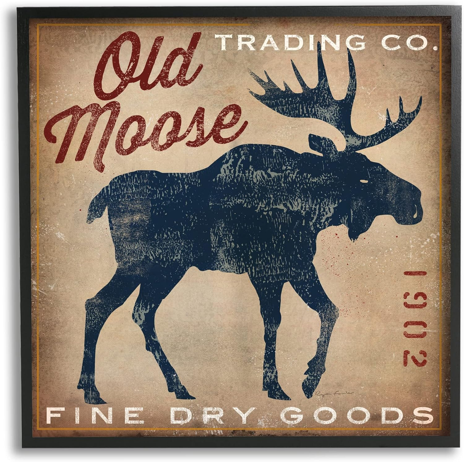 Stupell Industries Old Moose Trading Co. Graphic Art Black Framed Art Print Wall Art, Design by Ryan Fowler