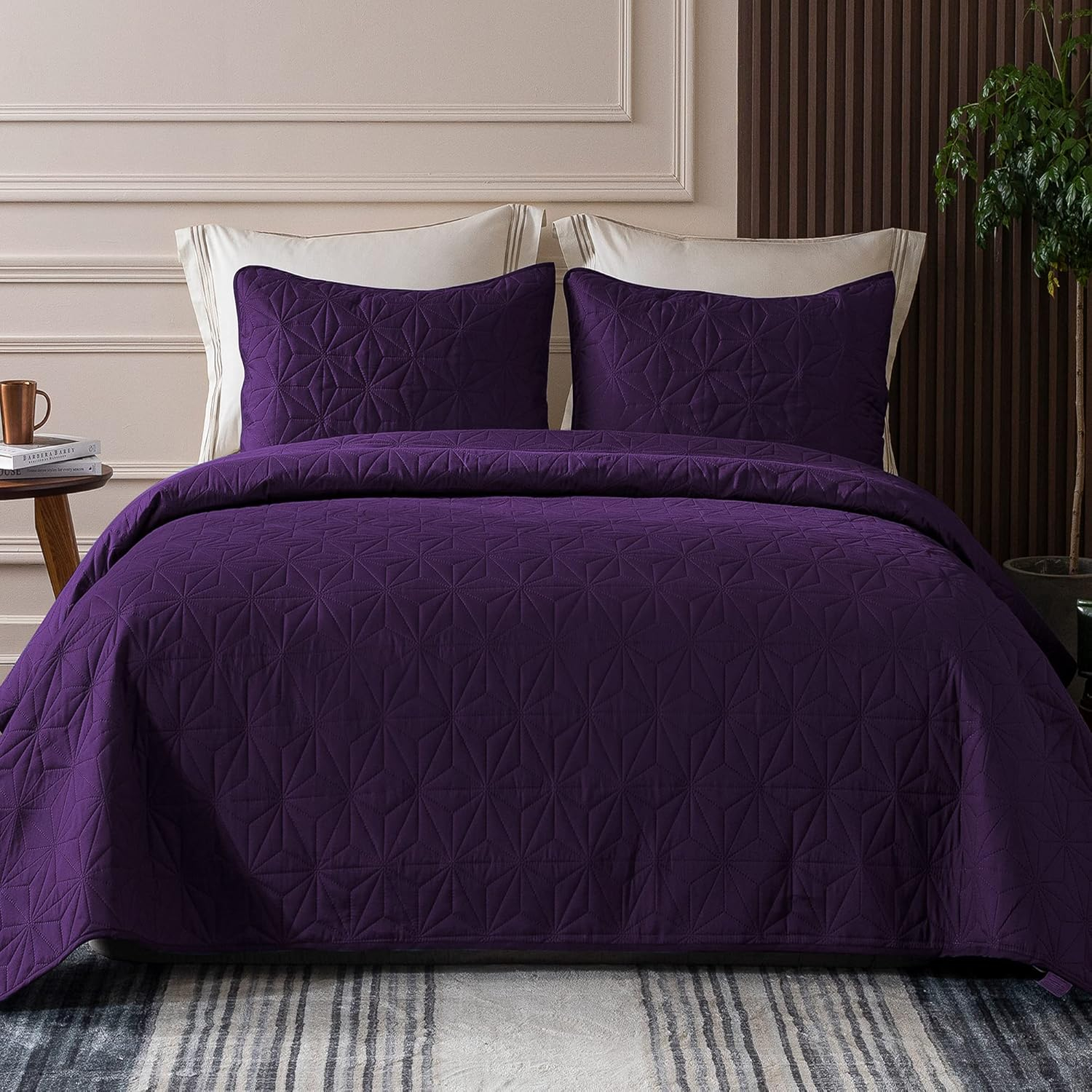 3-Piece King Size Quilt Set Purple - 3 Piece - King