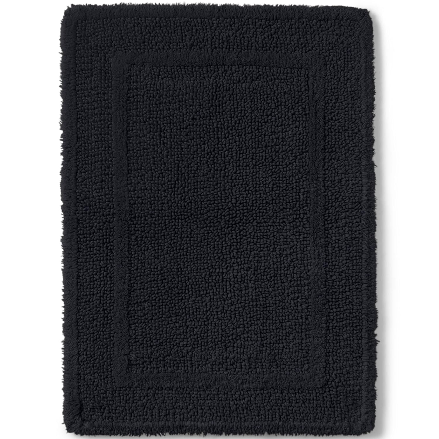 Medium Black Cotton Reversible Bath Rug