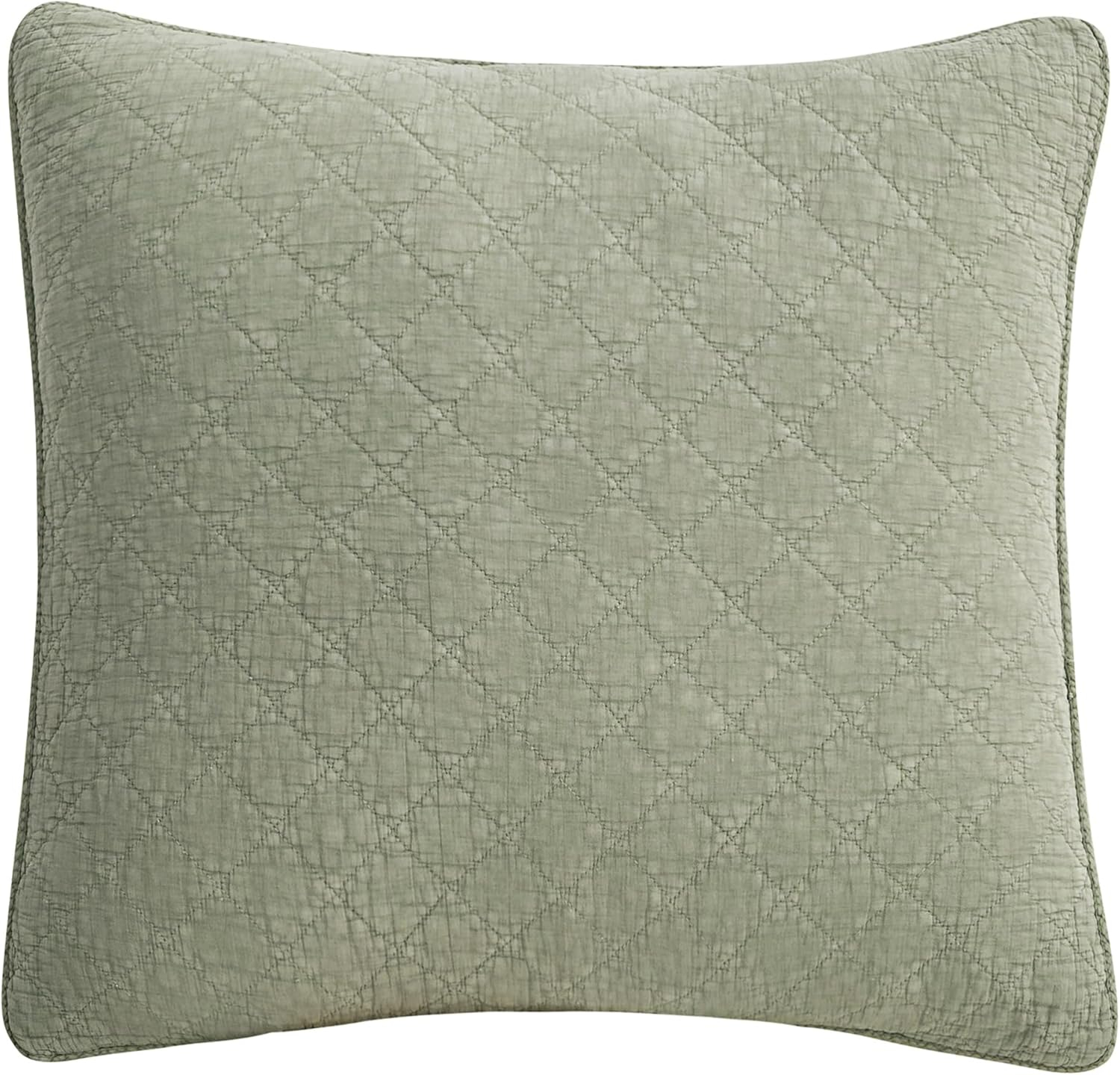 HiEnd Accents Cotton Gauze Euro Sham, 27x27 inch, Celadon Green Solid Color, Soft Textured Cotton Pillowcases, Classic Chic Casual Modern Rustic Quilted Pillow Shams