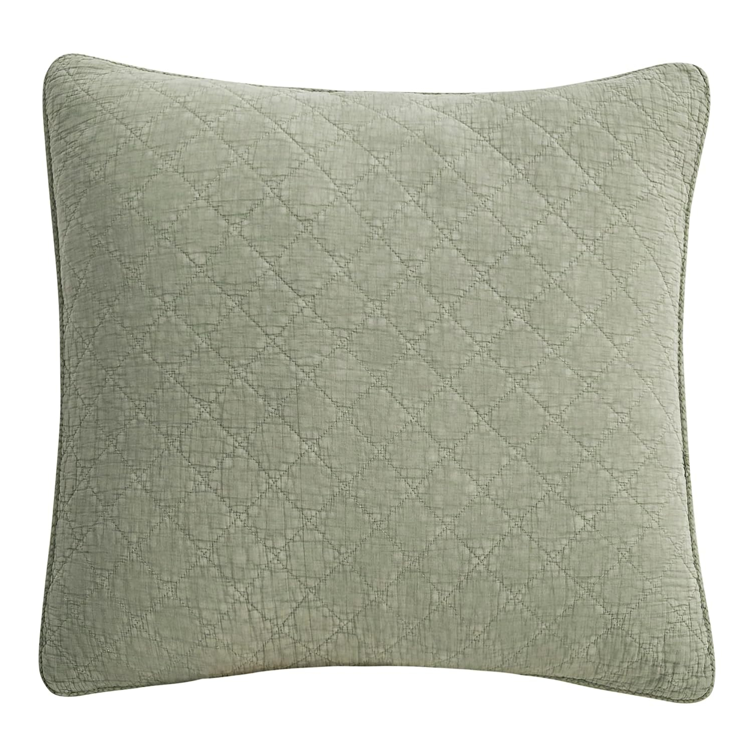 HiEnd Accents Cotton Gauze Euro Sham, 27x27 inch, Celadon Green Solid Color, Soft Textured Cotton Pillowcases, Classic Chic Casual Modern Rustic Quilted Pillow Shams