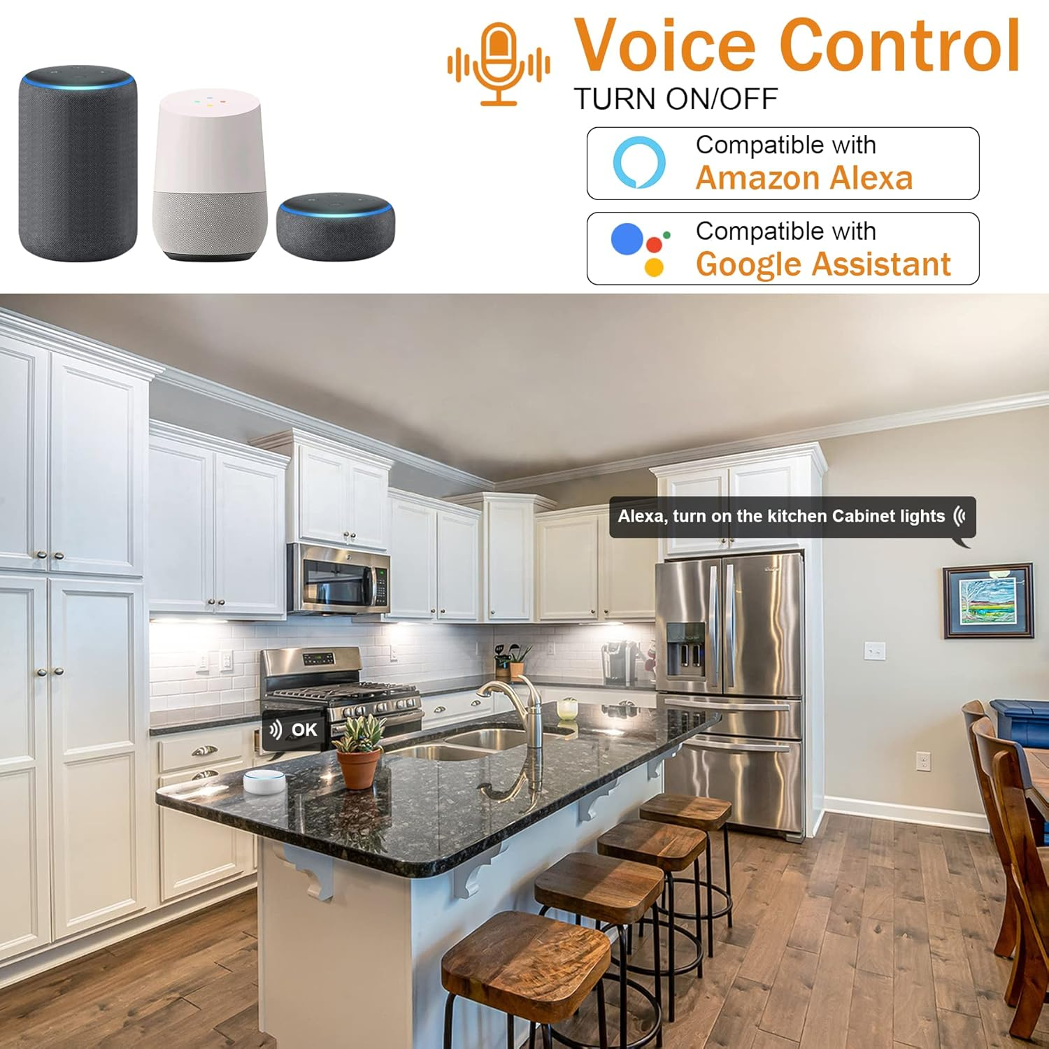 Under Cabinet Lights Kit, LED Smart Dimmable Strip Lighting Fixtures, 24V Plug in Linkable Bar LED Counter Lights for Pantry, Kitchen, Shelf, Bookcases, Showcase (10 PCS, Cold White)