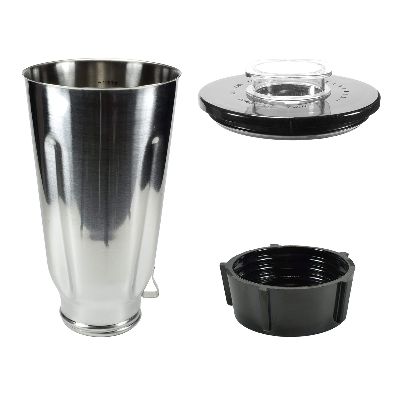 Stainless Steel 5-Cup Blender Jar with Lid and Bottom Cap