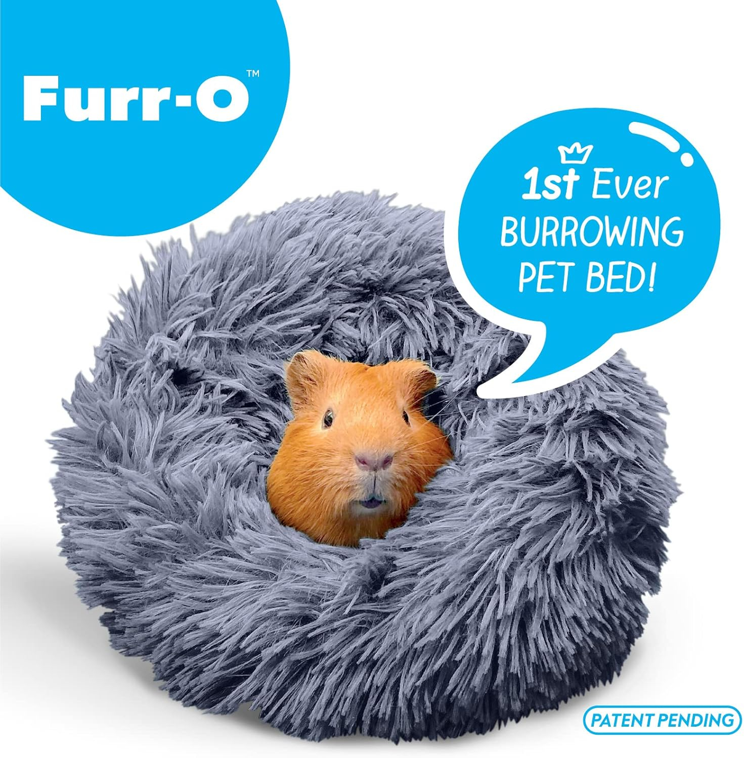 Paw Inspired® Furr-O™ Guinea Pig Bed Hideout Hideaway Burrowing Pet Bed and House for Guinea Pigs, Hamsters, and Other Small Animals (Dark Gray)