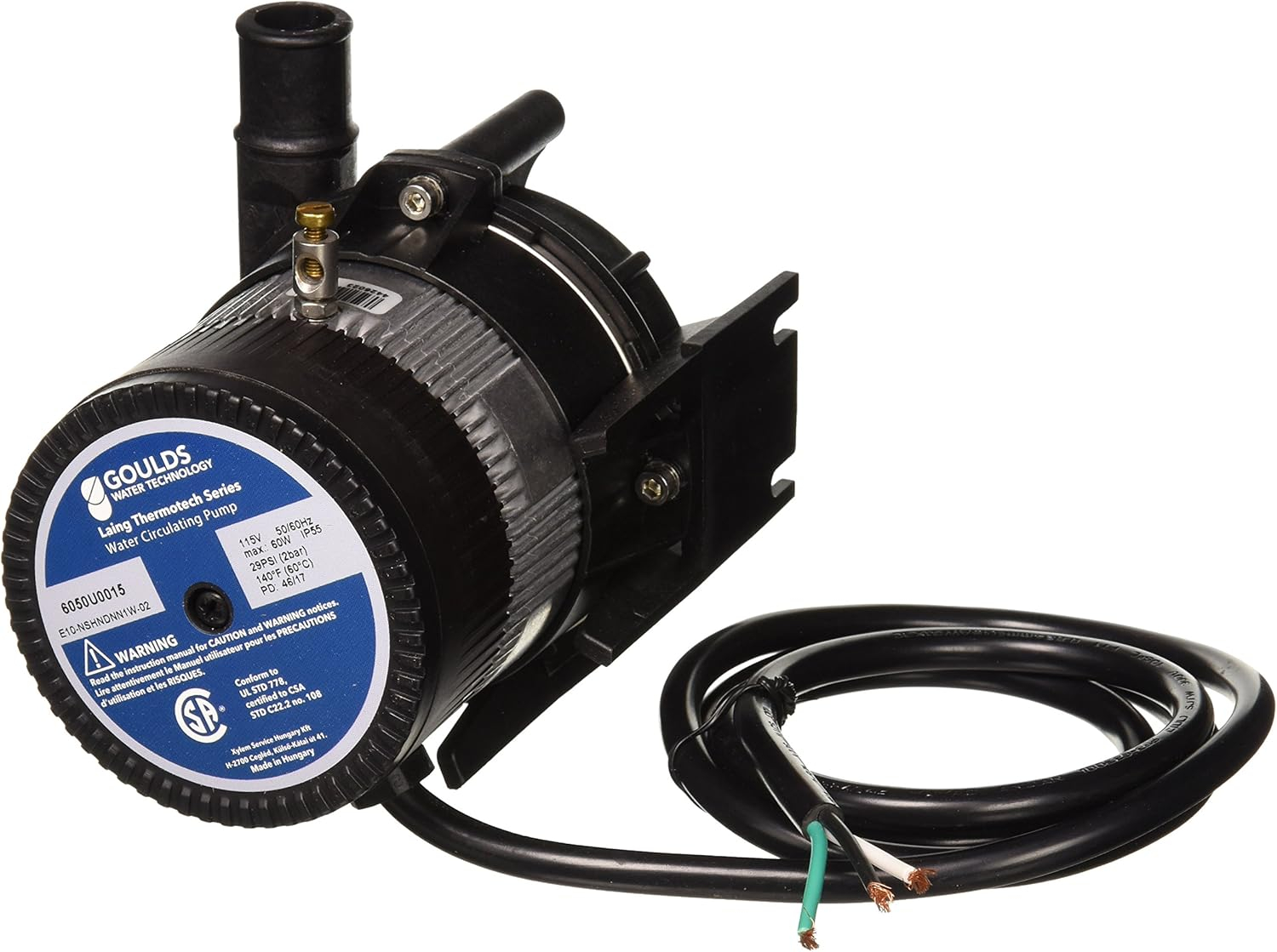 Laing Thermotech 6050U0015 E-10 115V 0.75" Barb 4' Bare Cord Circulation Pump