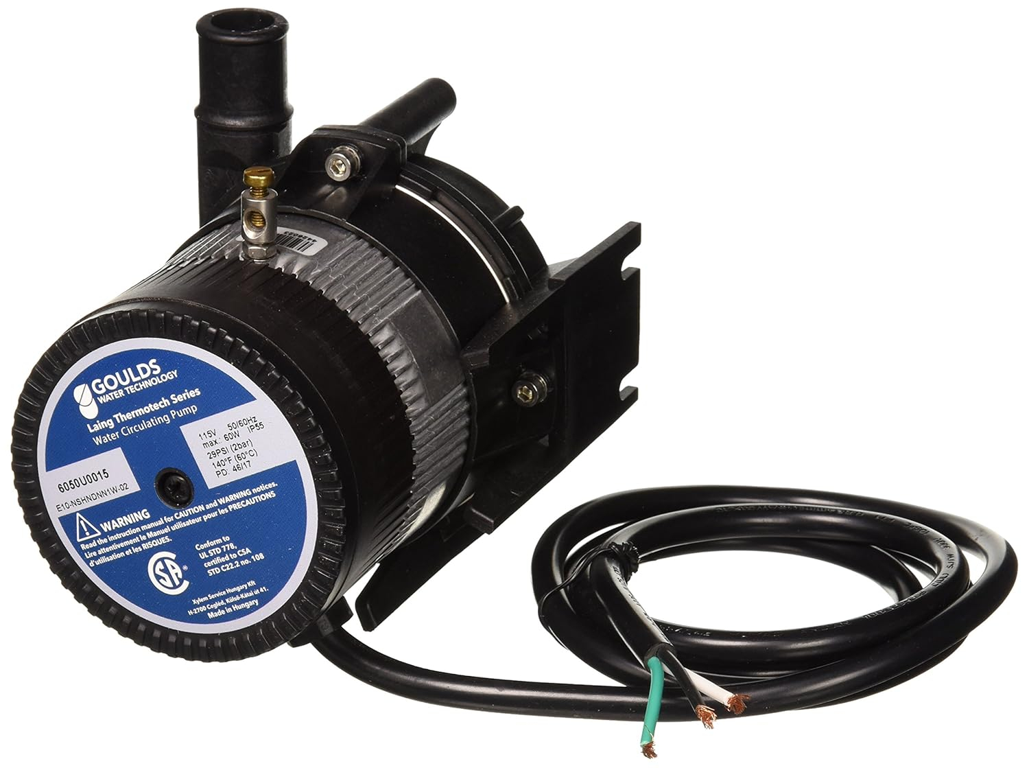 Laing Thermotech 6050U0015 E-10 115V 0.75" Barb 4' Bare Cord Circulation Pump