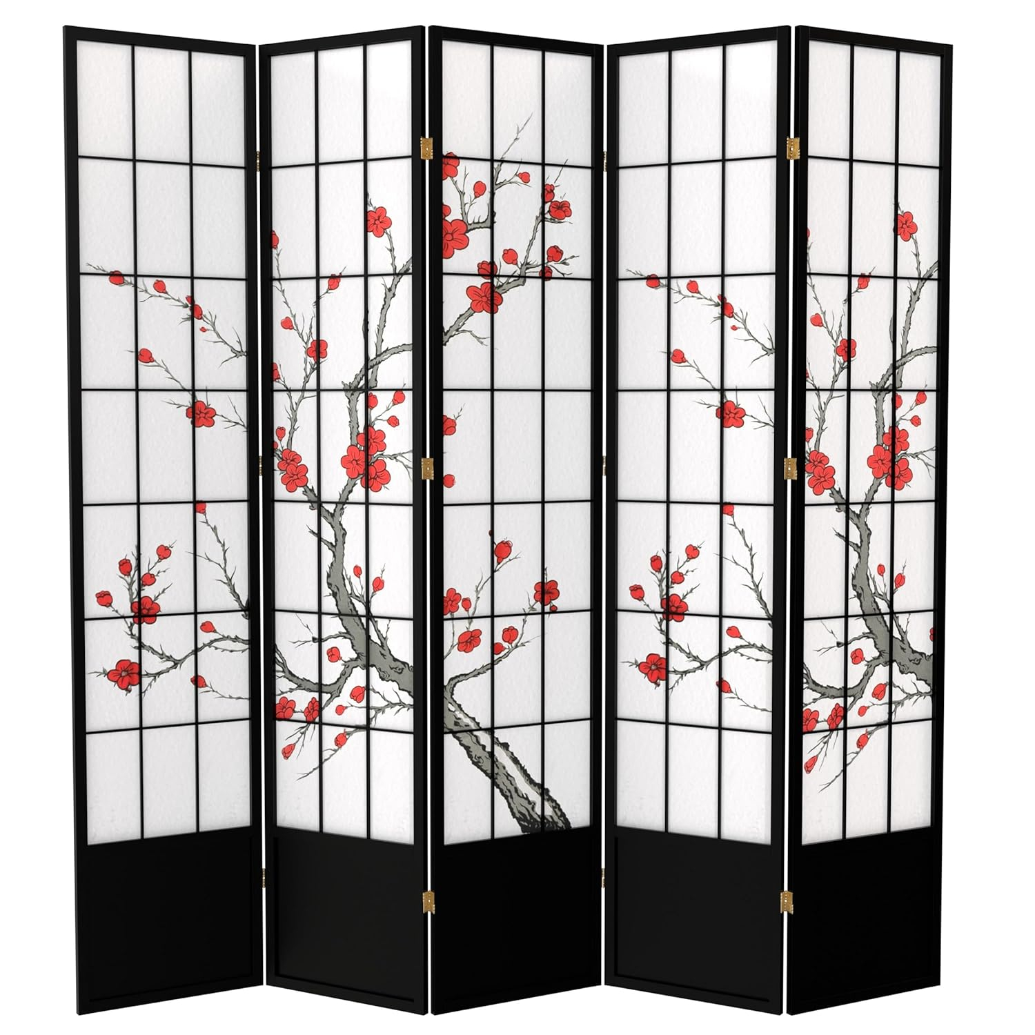 7 ft. Black 5-Panel Room Divider
