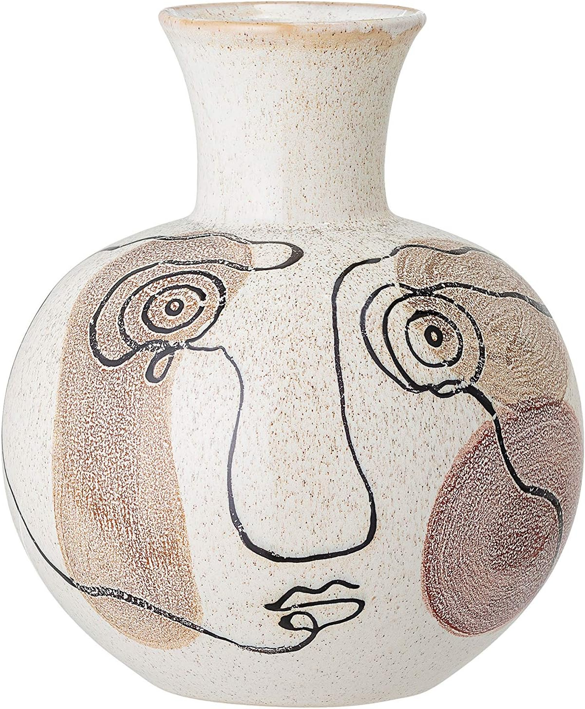 Bloomingville Multi Color Hand-Painted w/ Face Stoneware Vase