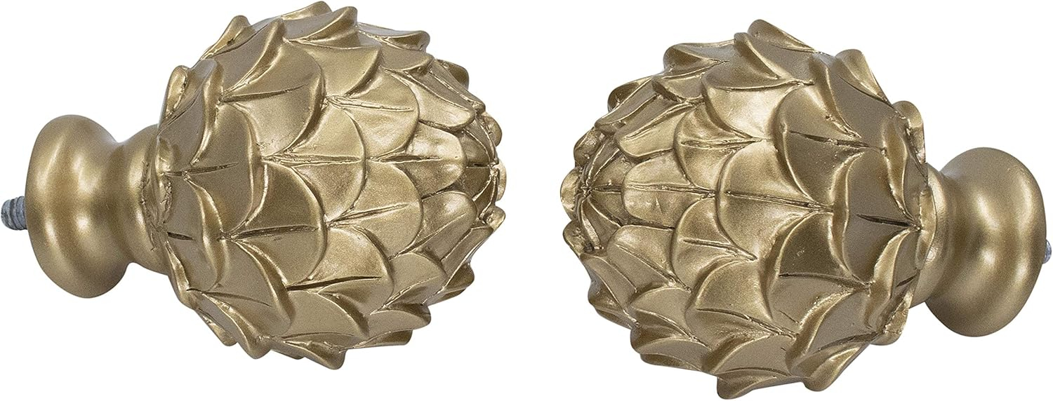 Meriville 1-Inch Diameter Single Window Treatment Curtain Rod, Artichoke Finial (28"-48", Royal Gold)