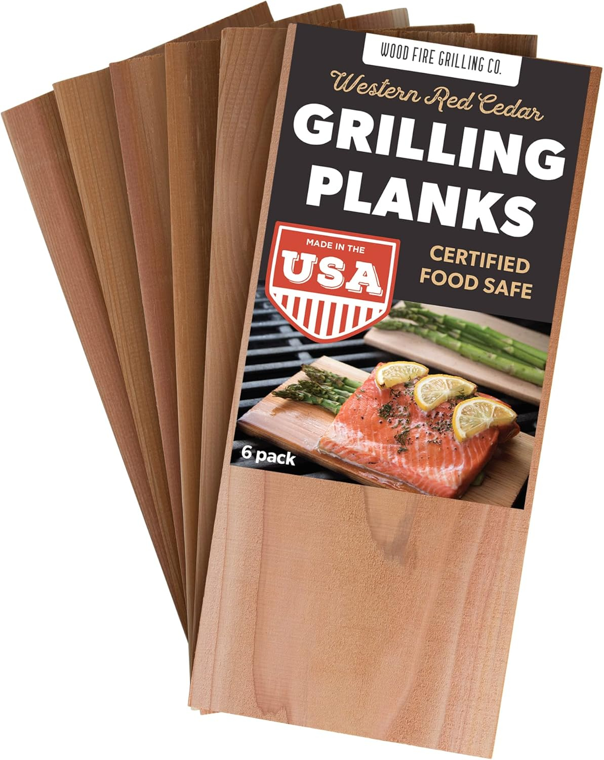 Wood Fire Grilling 5" x 11" x 6" Western Red Cedar Grilling Planks (6 Pack)