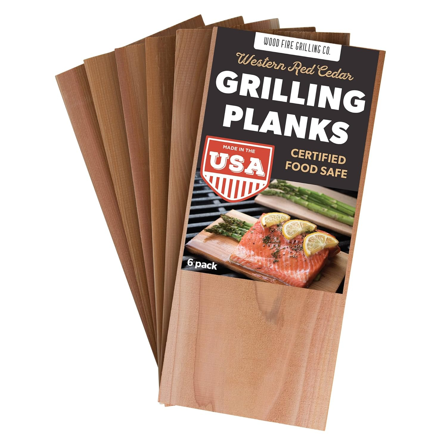 Wood Fire Grilling 5" x 11" x 6" Western Red Cedar Grilling Planks (6 Pack)