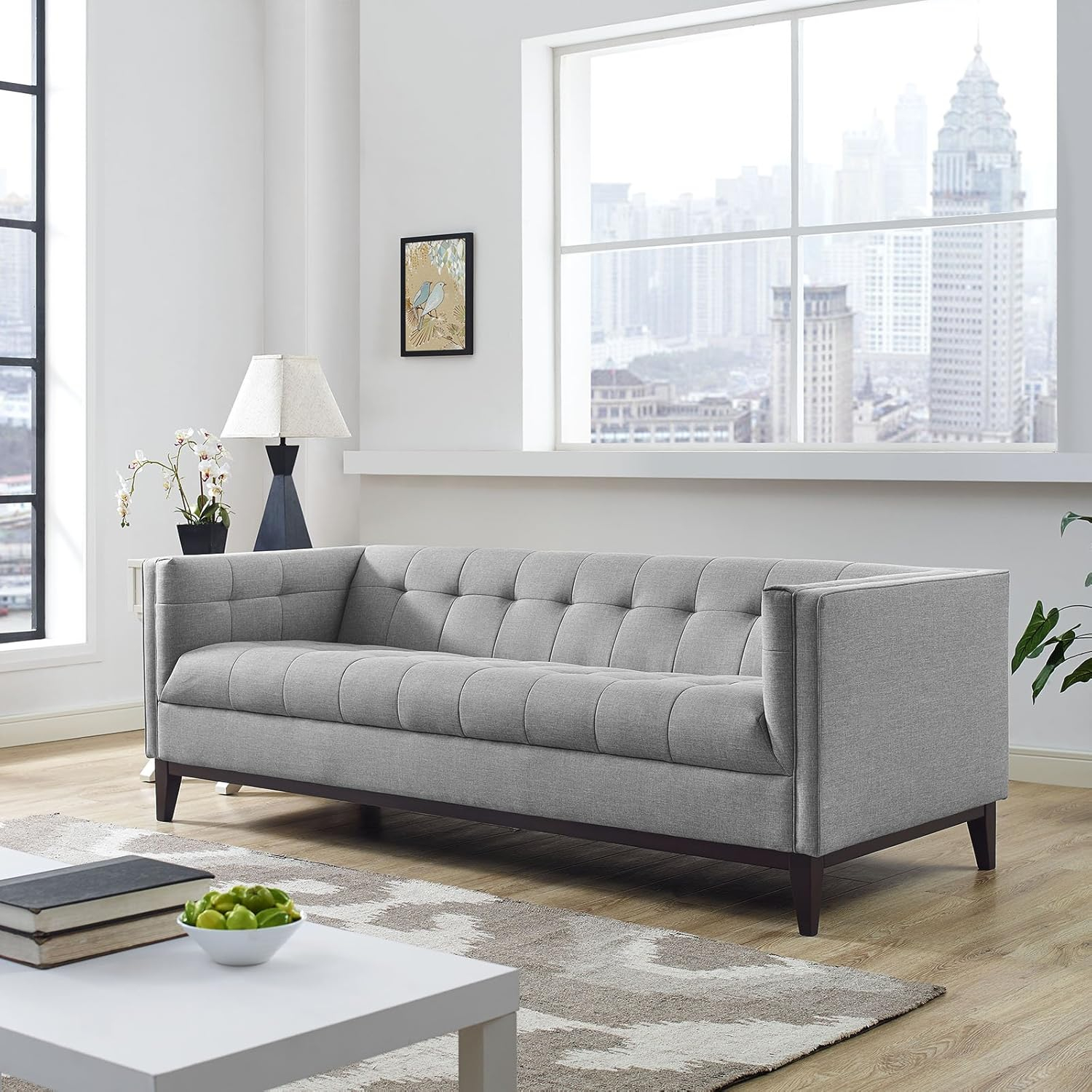 Modern Contemporary Urban Design Living Lounge Room Sofa, Grey Gray, Fabric