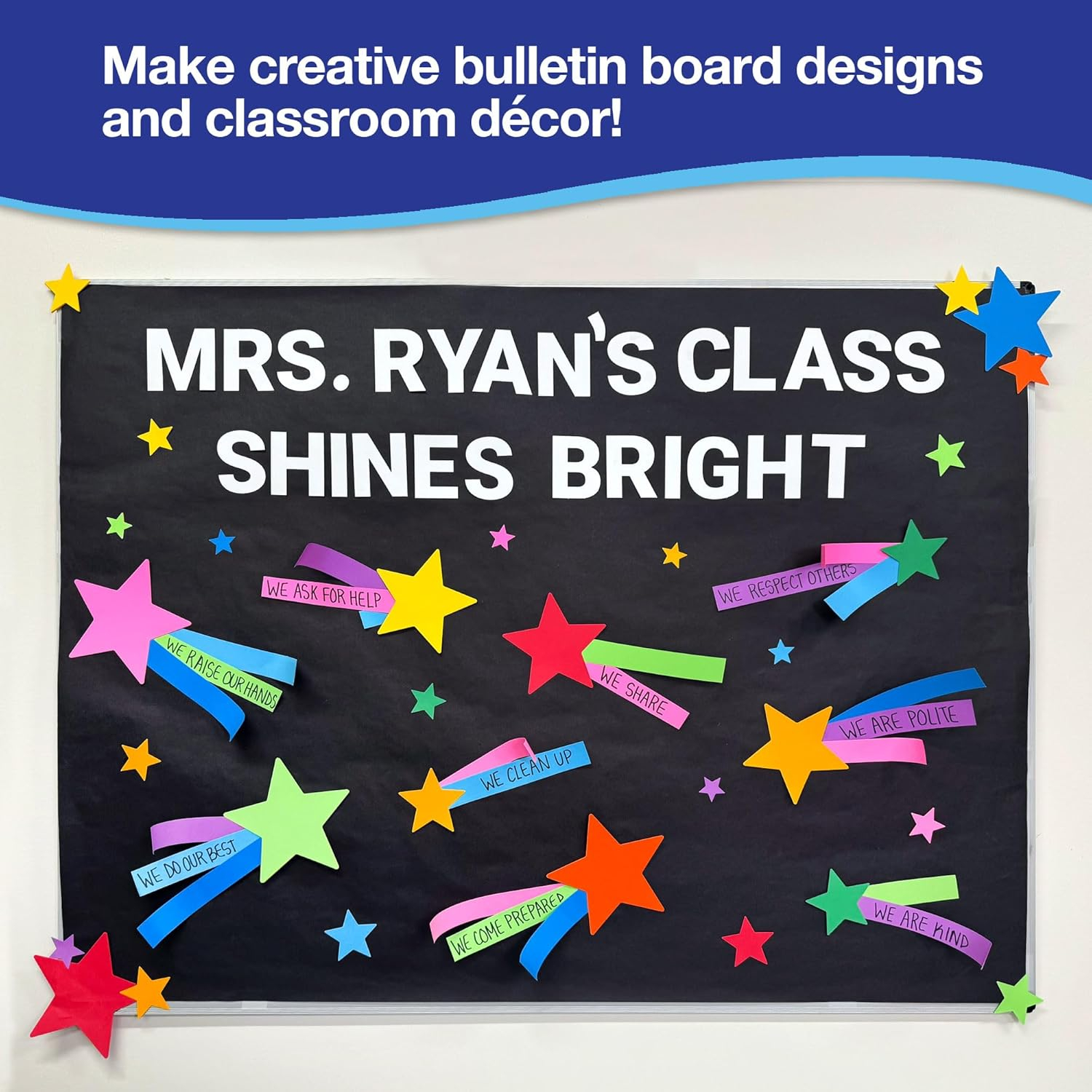 240 Pieces Star Cutouts, 2-Sided US Made Card Stock Punch Out Multicolor Stars for Bulletin Boards, Classroom Decor, Back to School DIY Craft Projects, Party Decoration, Hollywood Themed Events