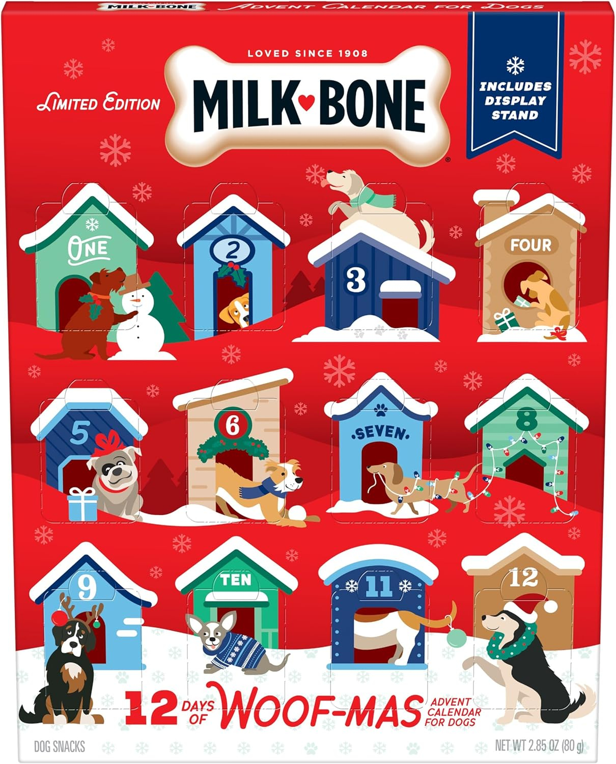 Milk-Bone Limited Edition Holiday Dog Treats 12 Day Advent Calendar, 2.85 Ounce