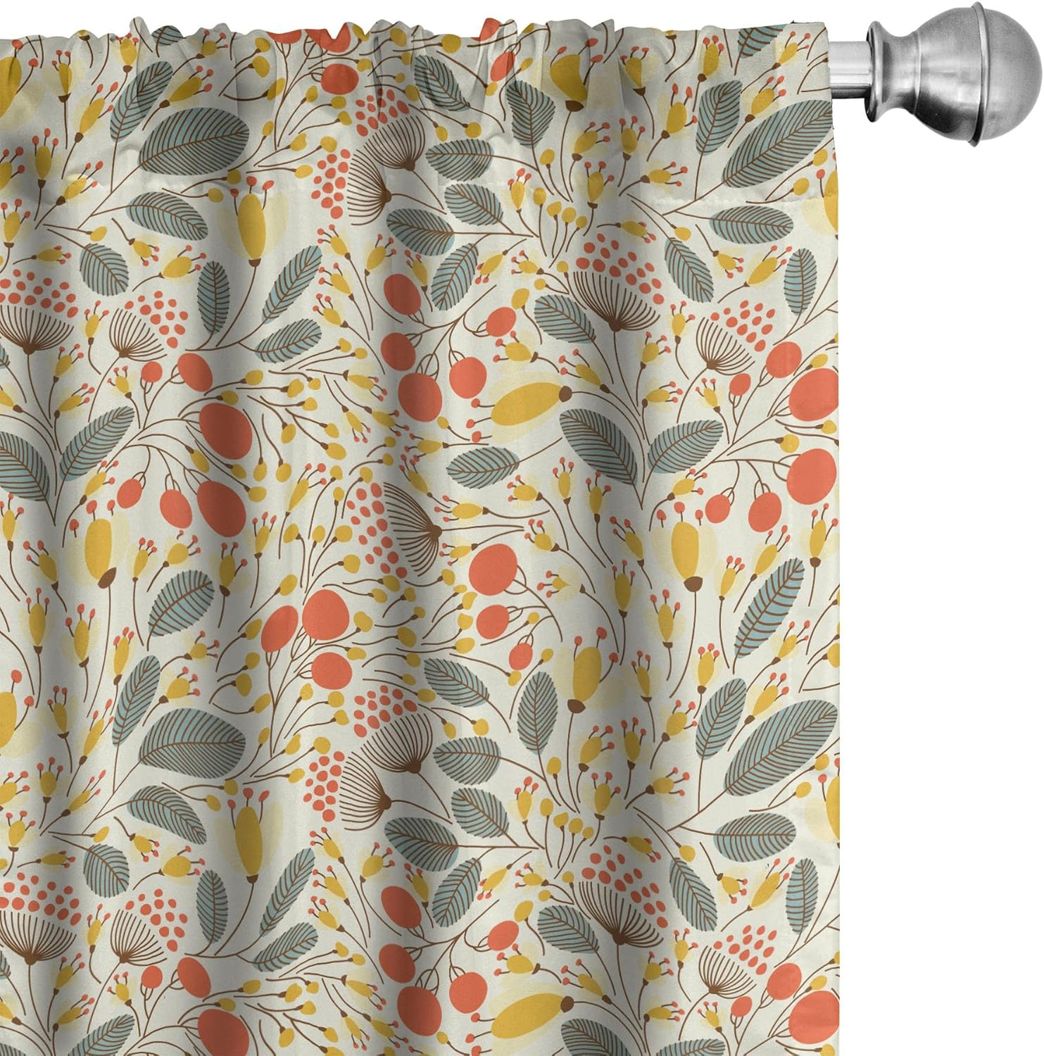 Ambesonne Floral Curtains, Hand Drawn Style Growth, Pair of 28"x84", Multicolor