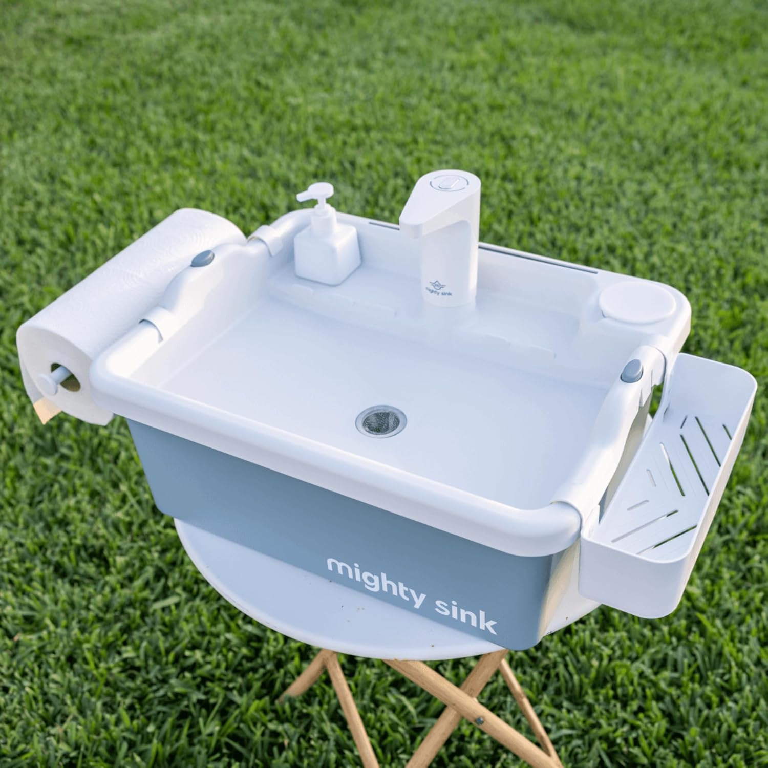 Mighty Sink Portable Sink: Patented Wash Station with Electronic Faucet | 2 Gallons | Easy Setup | Indoor & Outdoor Use | Ideal for Dishwashing, Camping Hygiene, Gardening, Pottery & More