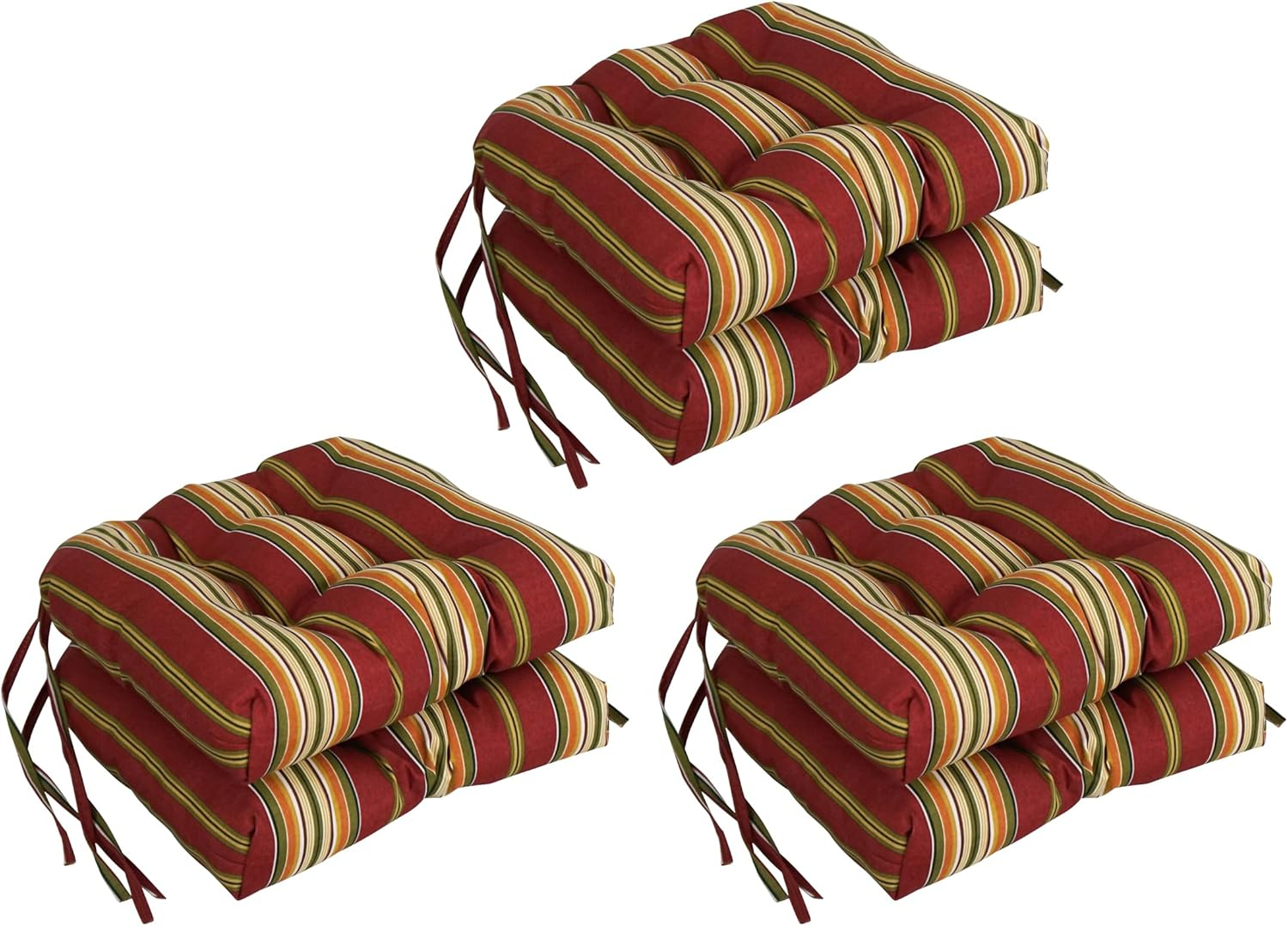 Blazing Needles, 16-inch Spun Polyester Patterned Outdoor U-shaped Tufted Chair Cushions (Set of 6)