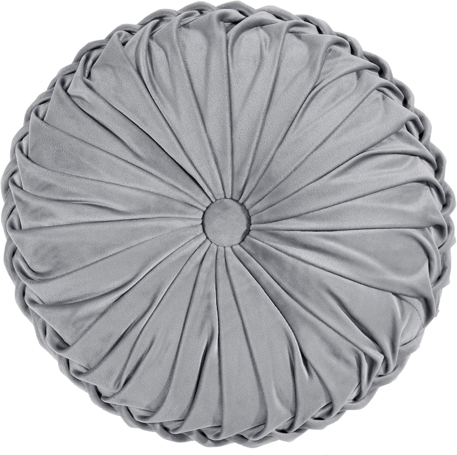 Lush Decor Round Pleated Soft Velvet Decorative Pillow - Dark Gray - Single - 15 Round