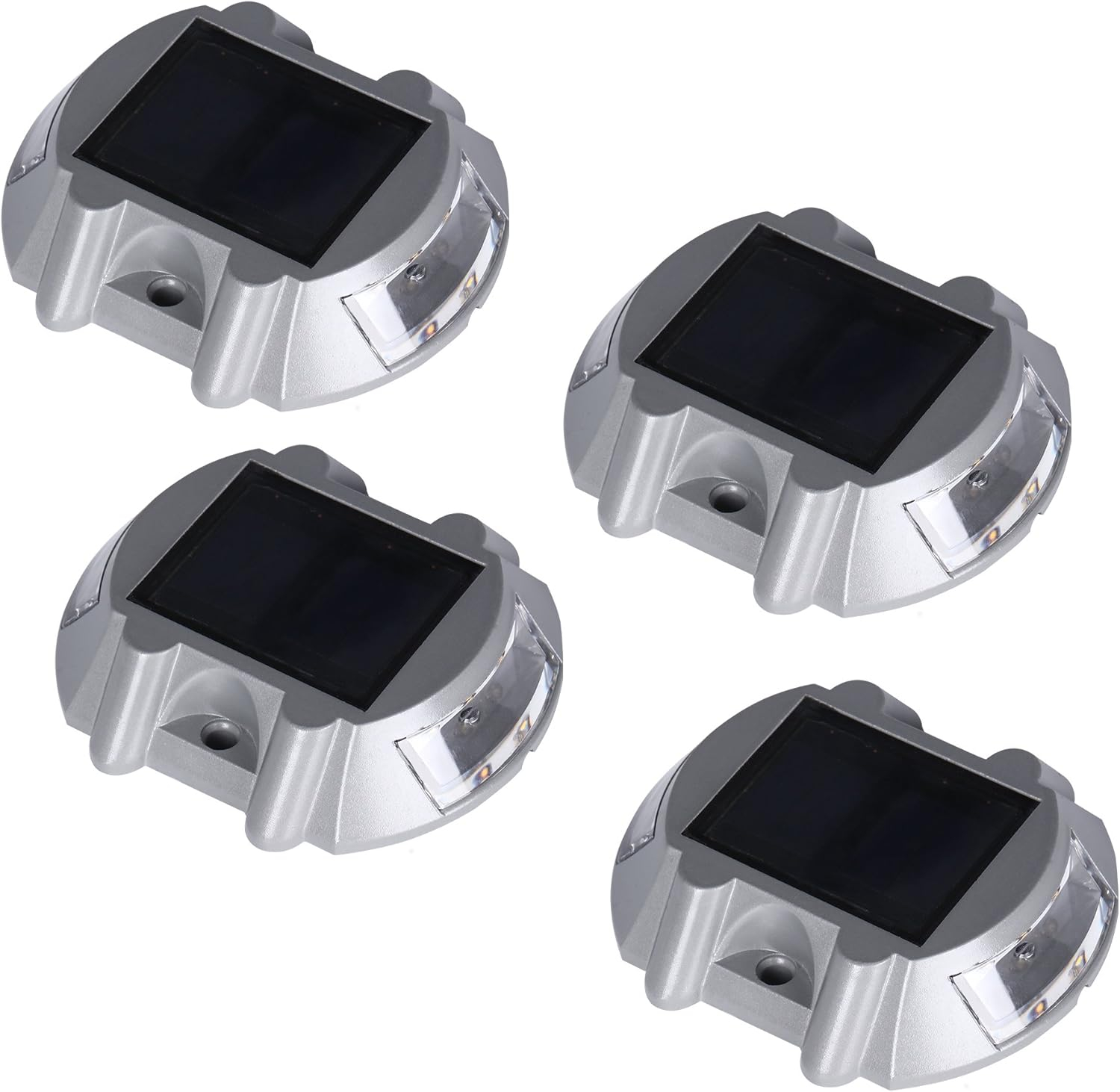 Solar Deck Lights 4 Pack LED Dock Lights Solar Driveway Lights for Walkway, Stair and Step Cast Aluminum