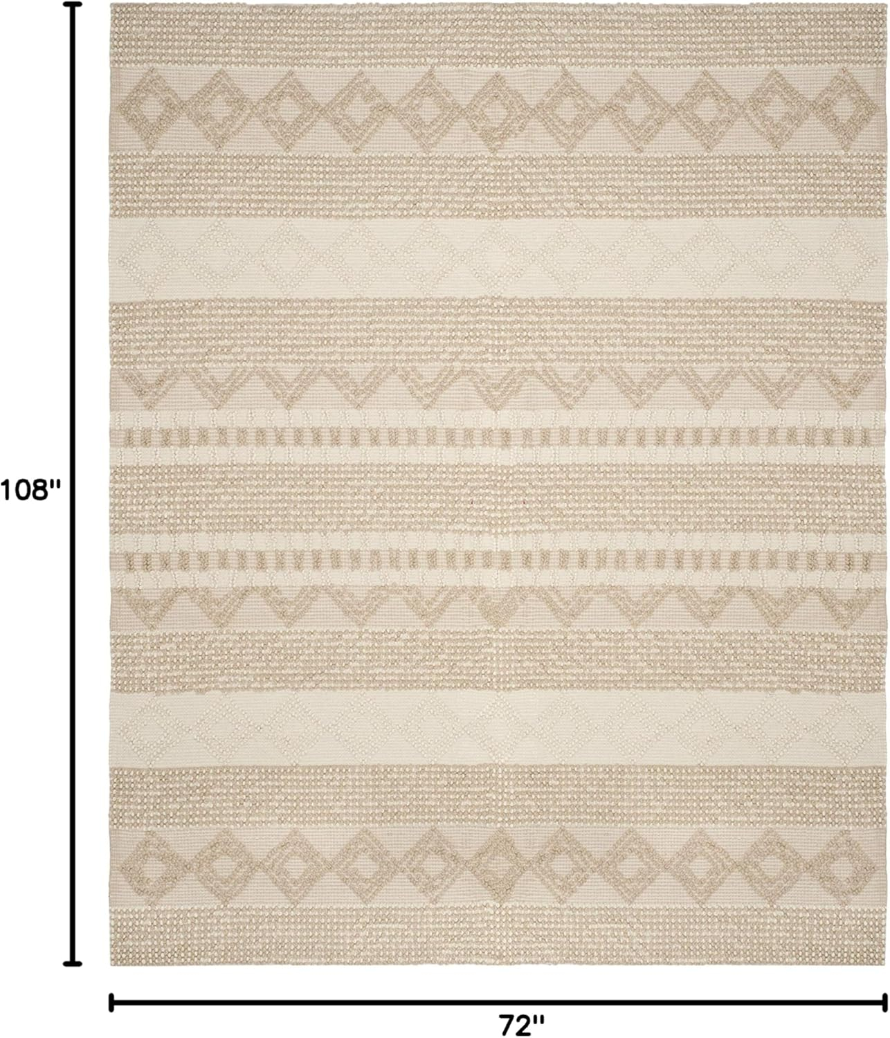 SAFAVIEH Natura Carly Geometric Braided Wool Area Rug, Beige/Ivory, 6' x 9'