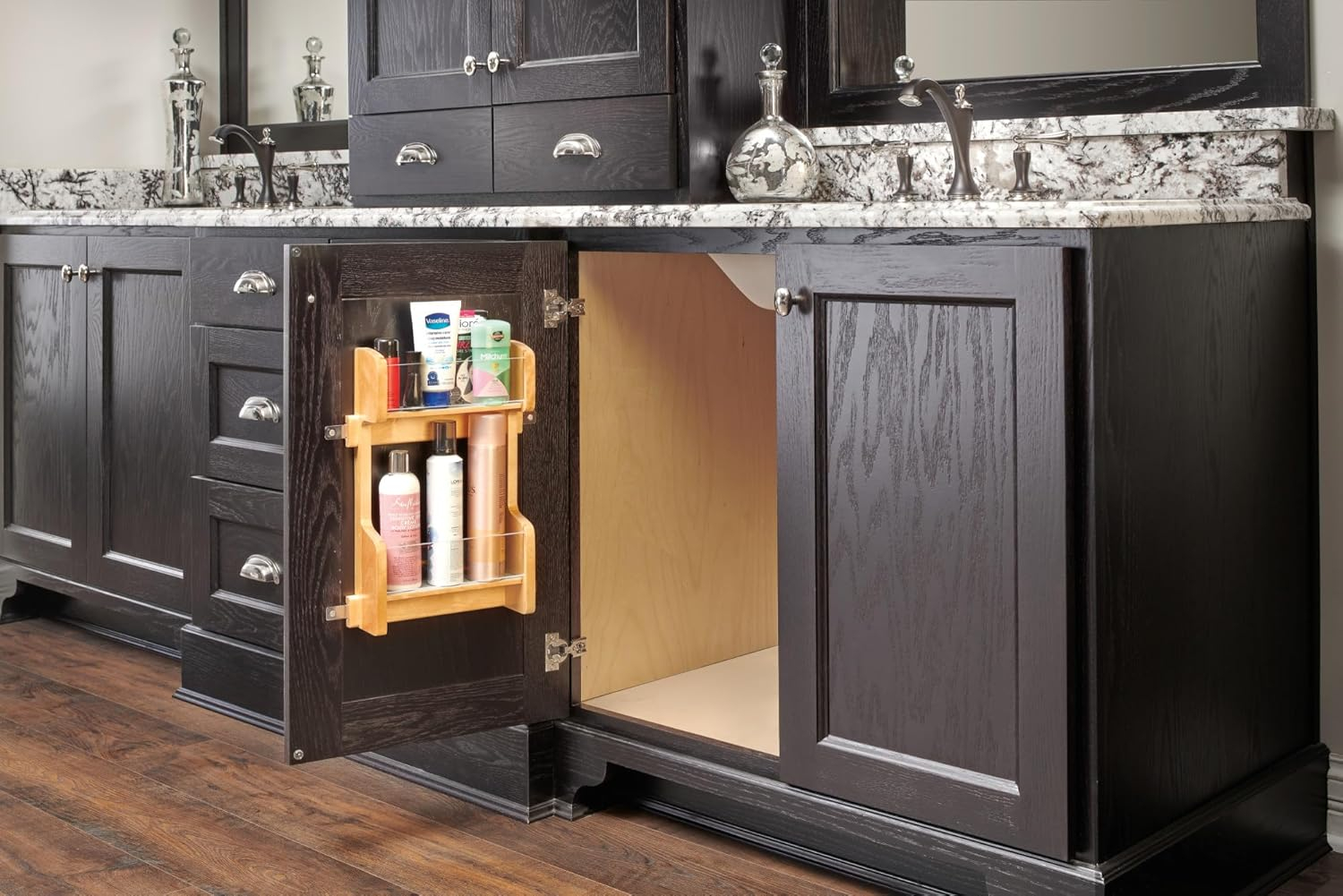 Light Brown Maple Over Door Vanity Storage Rack