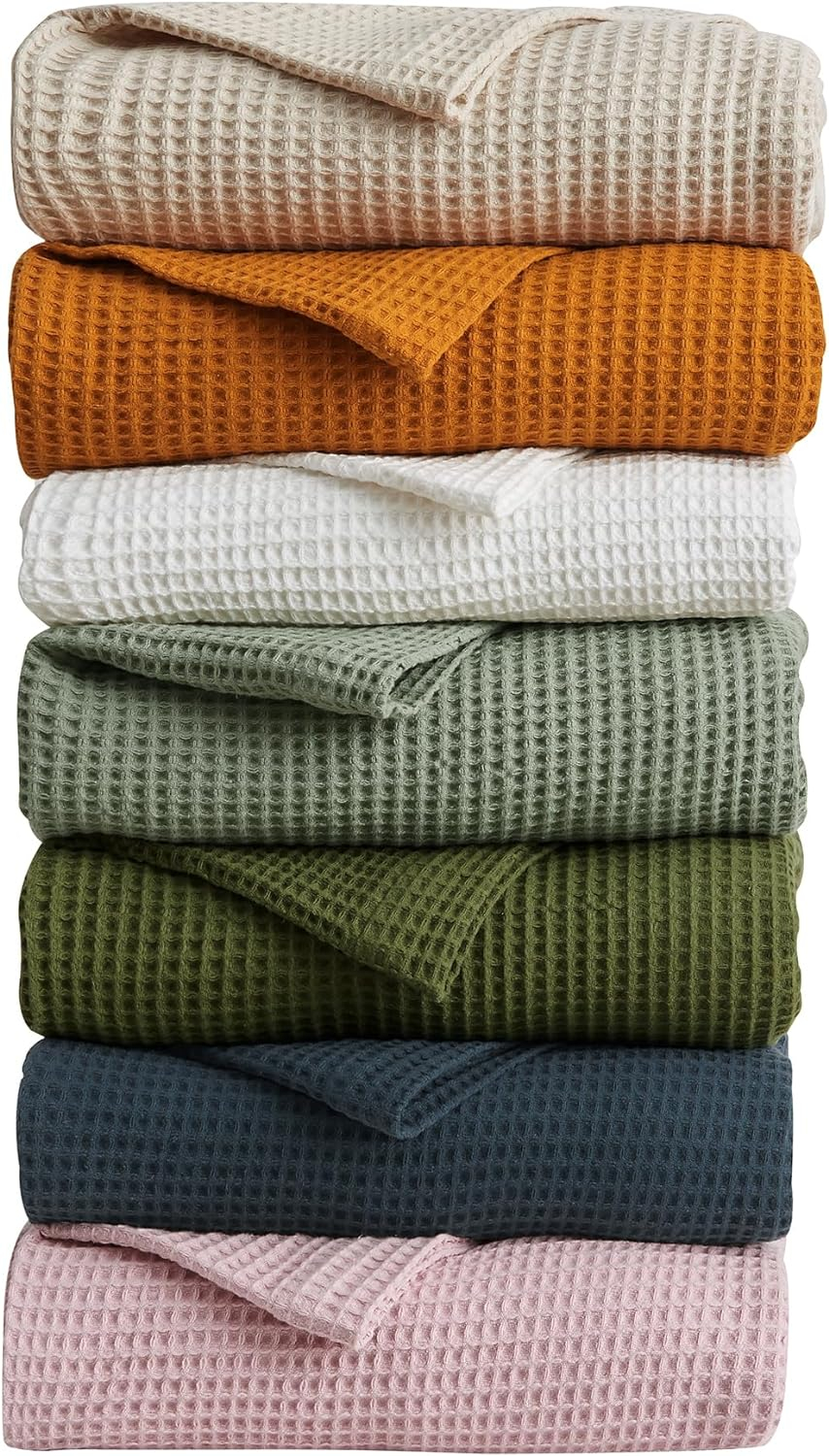 Vintage Comfort 100% Cotton Waffle Weave Thermal Bed Blanket, Twin
