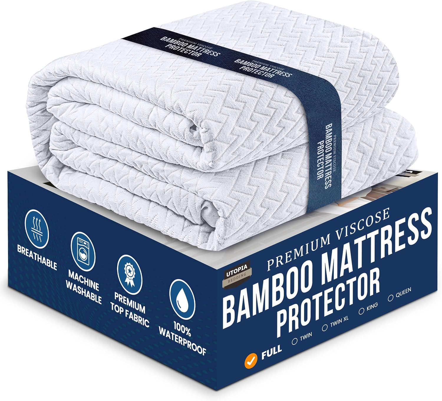 Utopia Bedding Waterproof Mattress Protector Full Size, Premium 3D Air Soft Fabric Mattress Cover, Fits 15 Inches Deep, Breathable, Fitted Style with Stretchable Pockets