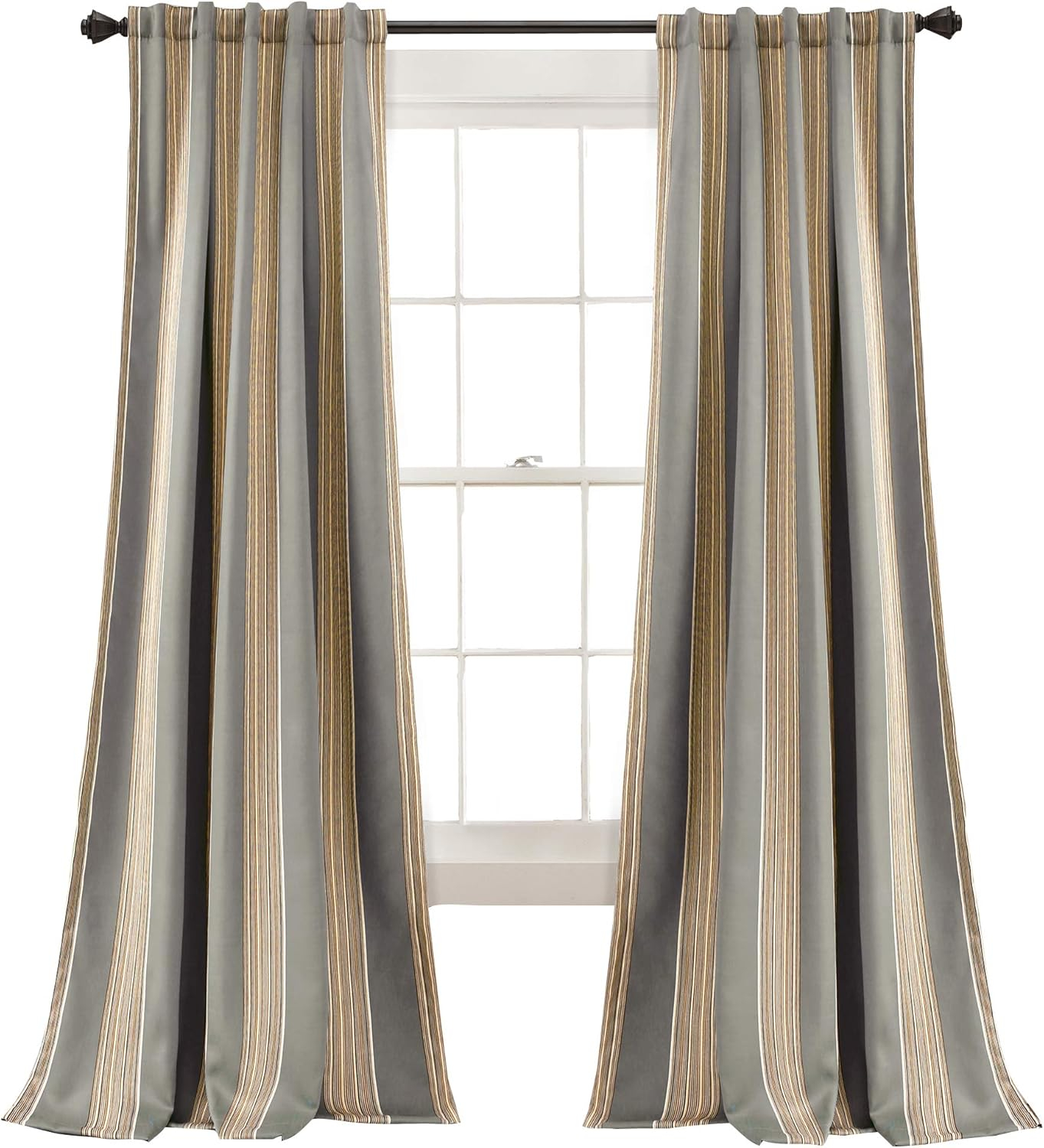 Home Boutique Julia Stripe Light Filtering Window Curtain Gray Set 52x84