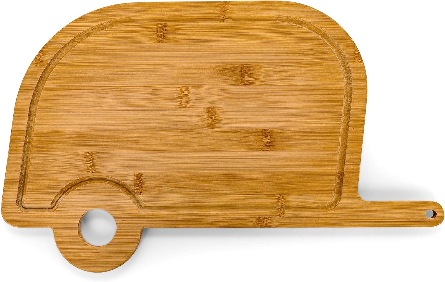 Camco Life Is Better at the Campsite Camper/RV Shaped Cutting Board | 17.25" (H) x 10.10" (W), Bamboo, Brown (53089)