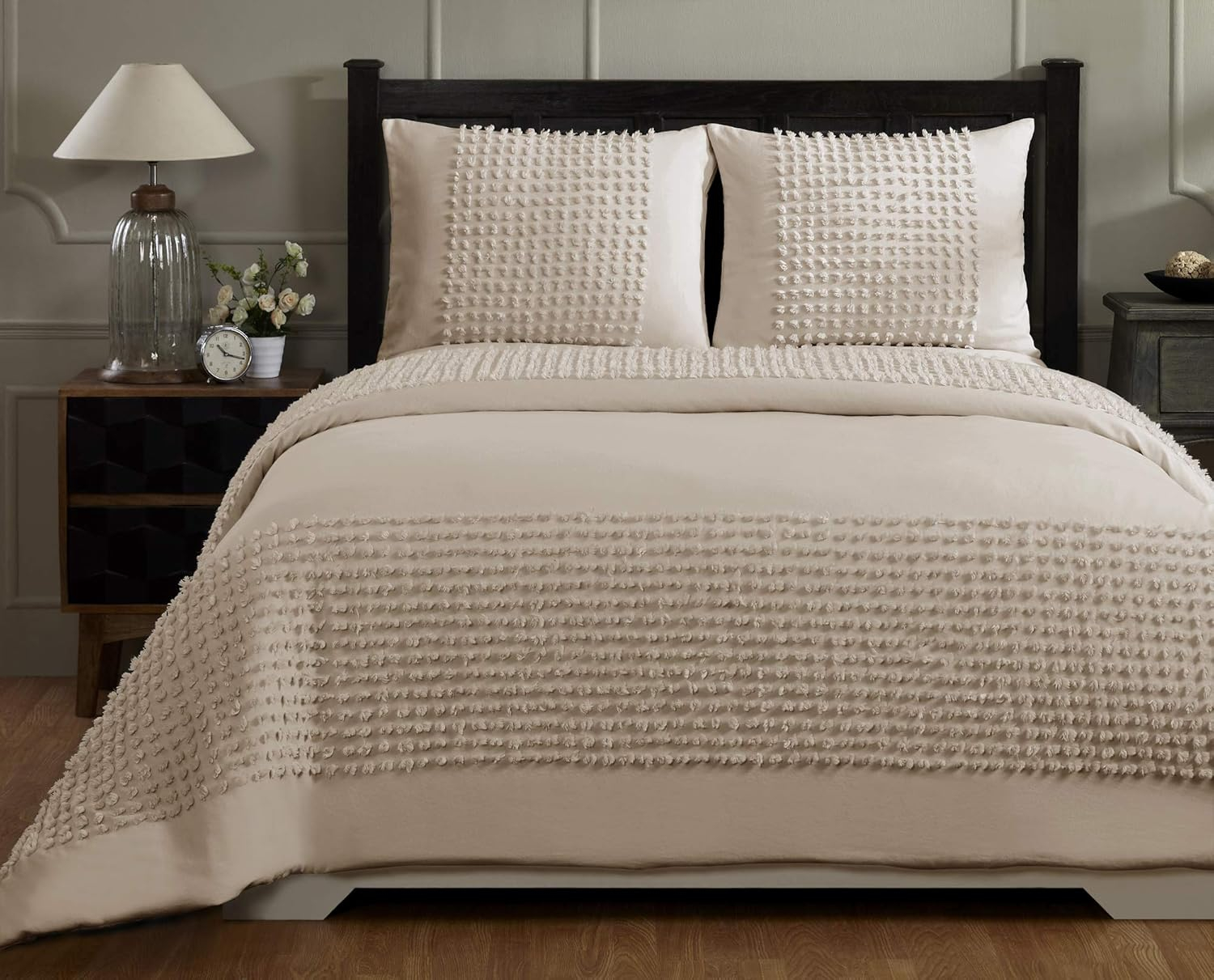 Better Trends Olivia Twin Comforter 68 in. X 90 in. with Standard Sham 20 in. X 26 in. Light Beige
