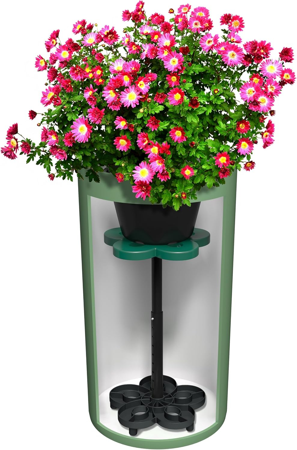 Tall Column Plant Riser Fill Bottom of Tall Flower Pots and Large Plant Containers | Indoor and Outdoor (11-17" Rise, 10" Base, 10" Top)