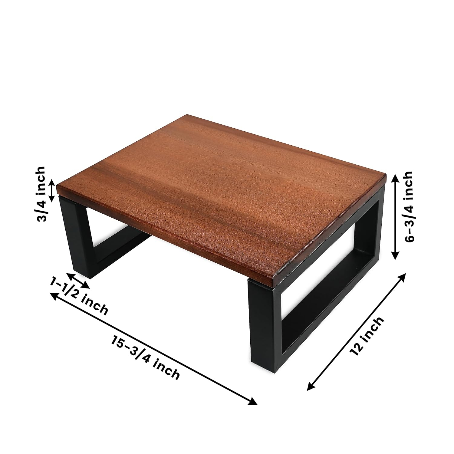 Chocolate Brown Solid Hardwood and Metal Portable Step Stool