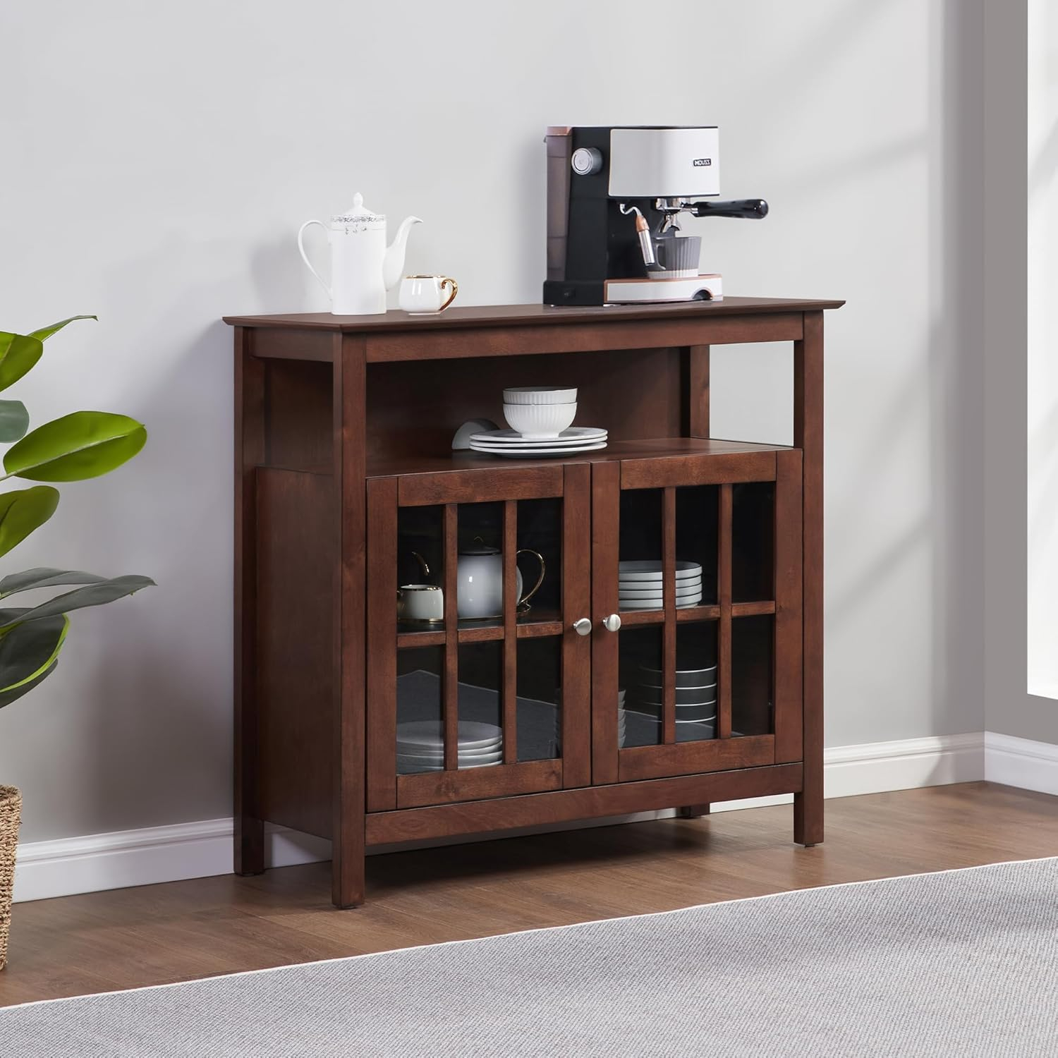 Convenience Concepts Designs2Go Big Sur Highboy TV Stand in Espresso Wood Finish