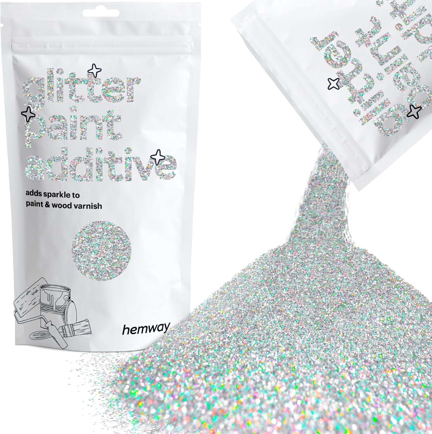 Silver Holographic Glitter Paint and Grout Additive 100g