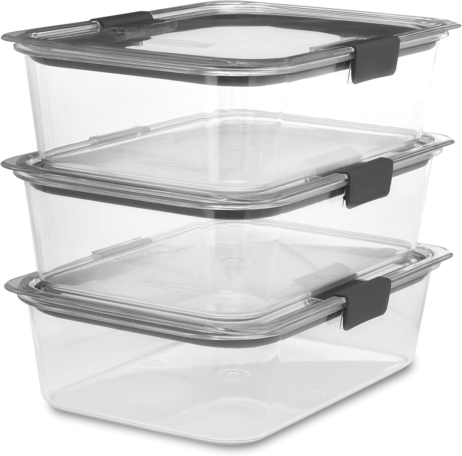 Rubbermaid 6013375 Brilliance Clear Food Container & Lid, Pack of 3